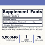 Type Zero Creatine Monohydrate Powder 500g Blue Raspberry back view
