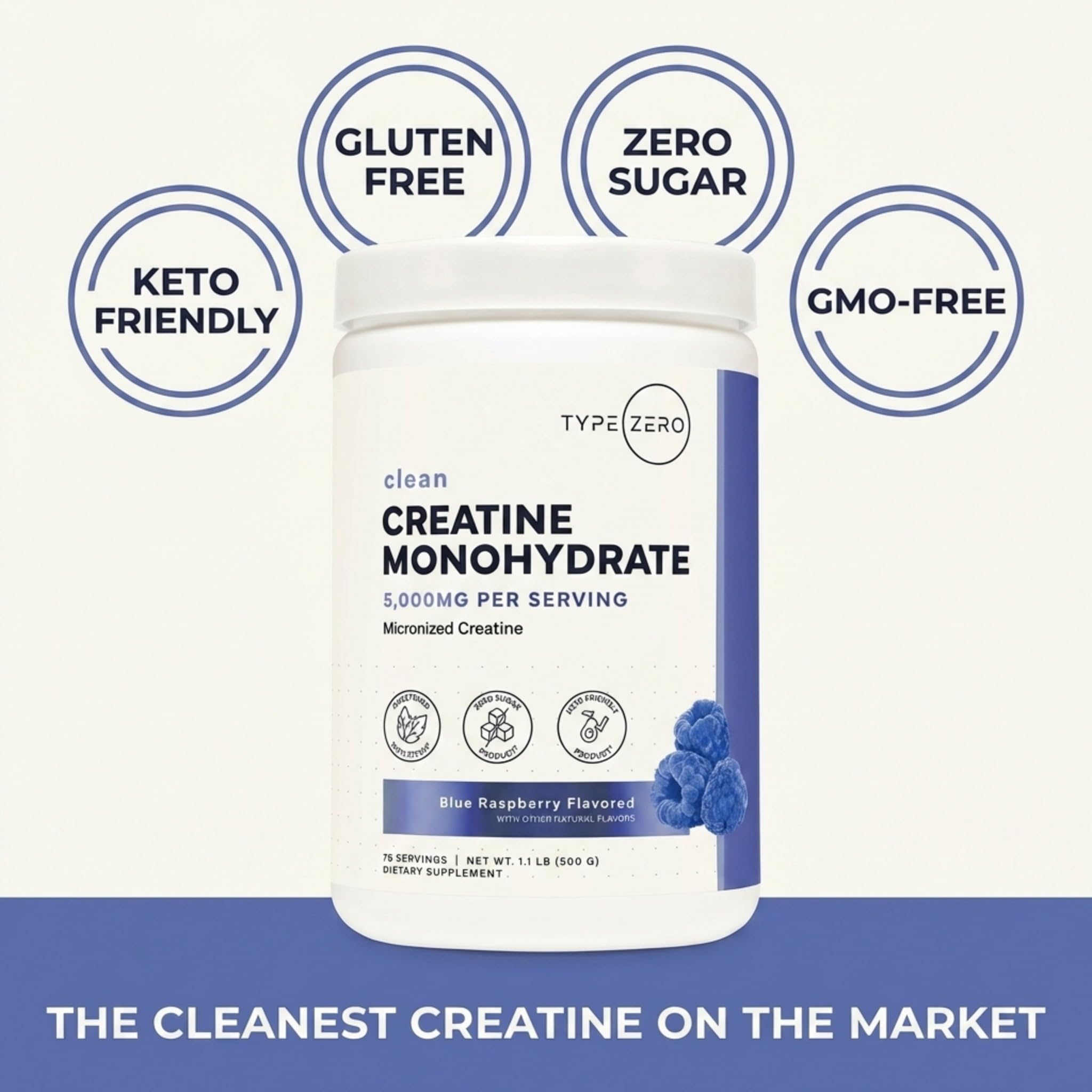 Type Zero Creatine Monohydrate Powder 500g in a gym setting