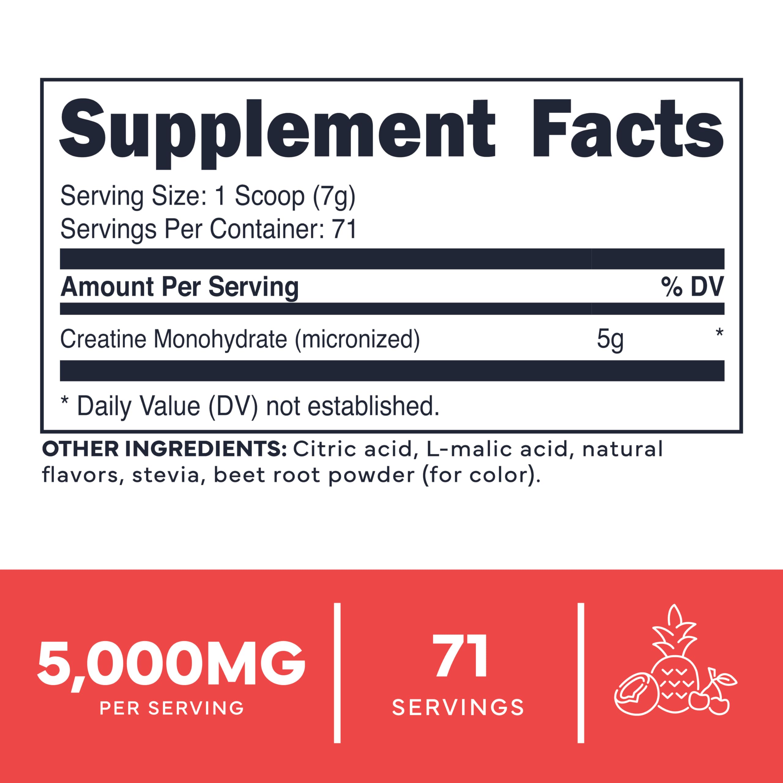 Type Zero Creatine Monohydrate Powder 500g Tropical Fruit Punch container side view