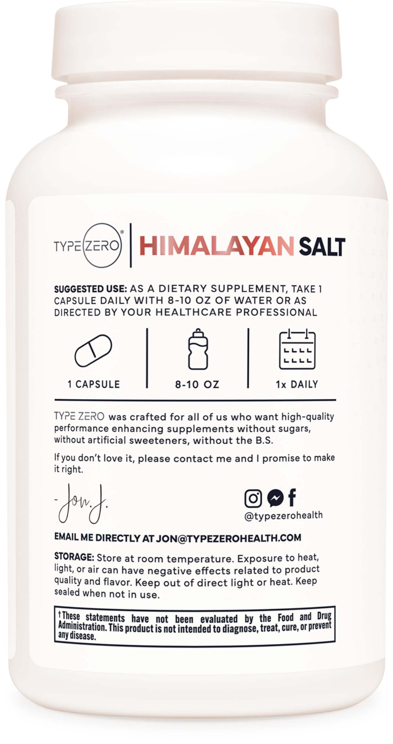 Type Zero Himalayan Salt Capsules 1000mg packaging details