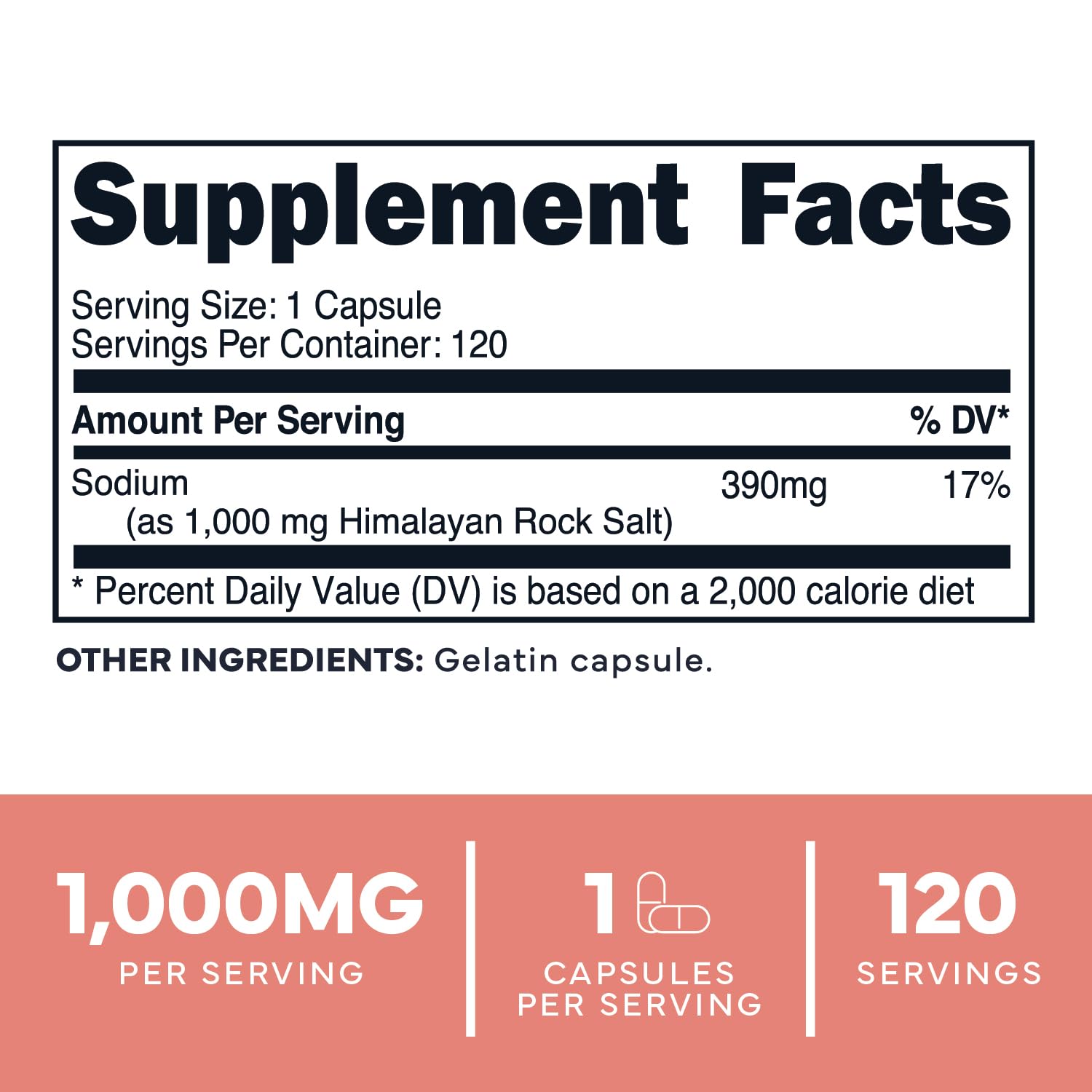 Type Zero Himalayan Salt Capsules 1000mg side view