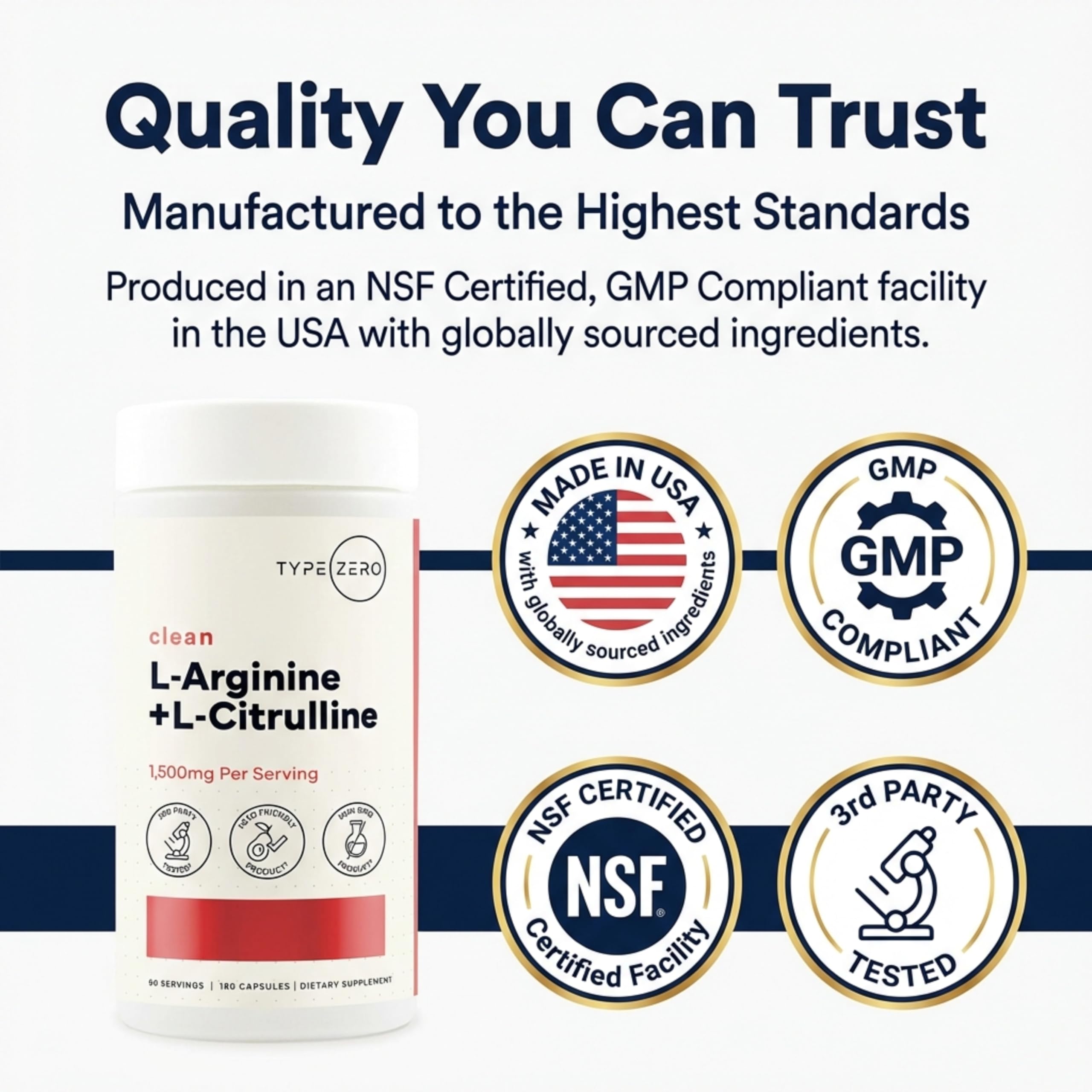 Type Zero L-Arginine Capsules with measuring spoon
