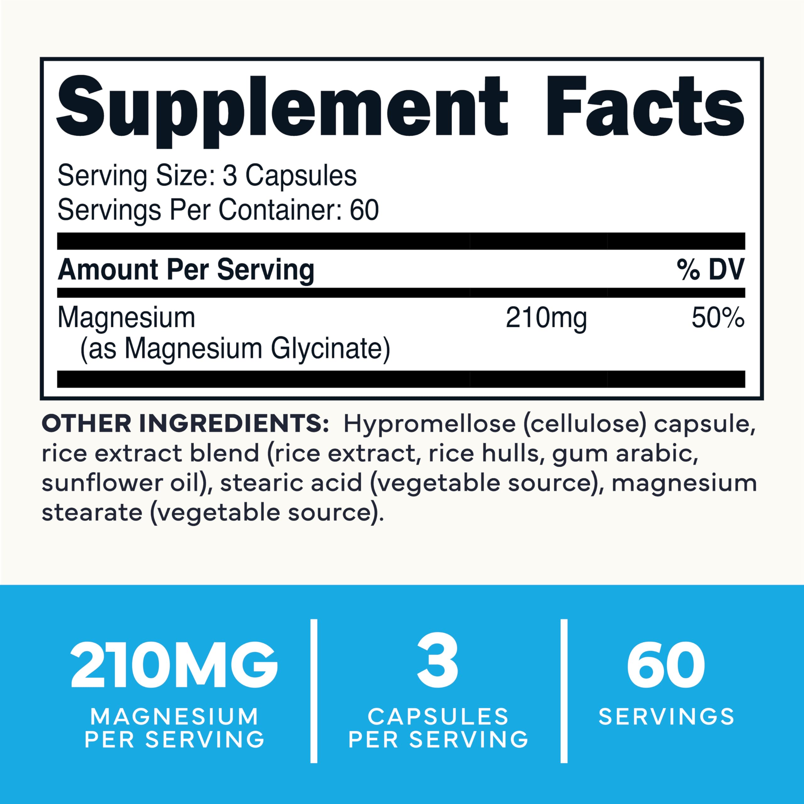 Type Zero Magnesium Glycinate Supplement 210mg side view