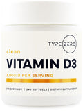 Type Zero Vitamin D3 Softgels bottle front view with 240 count
