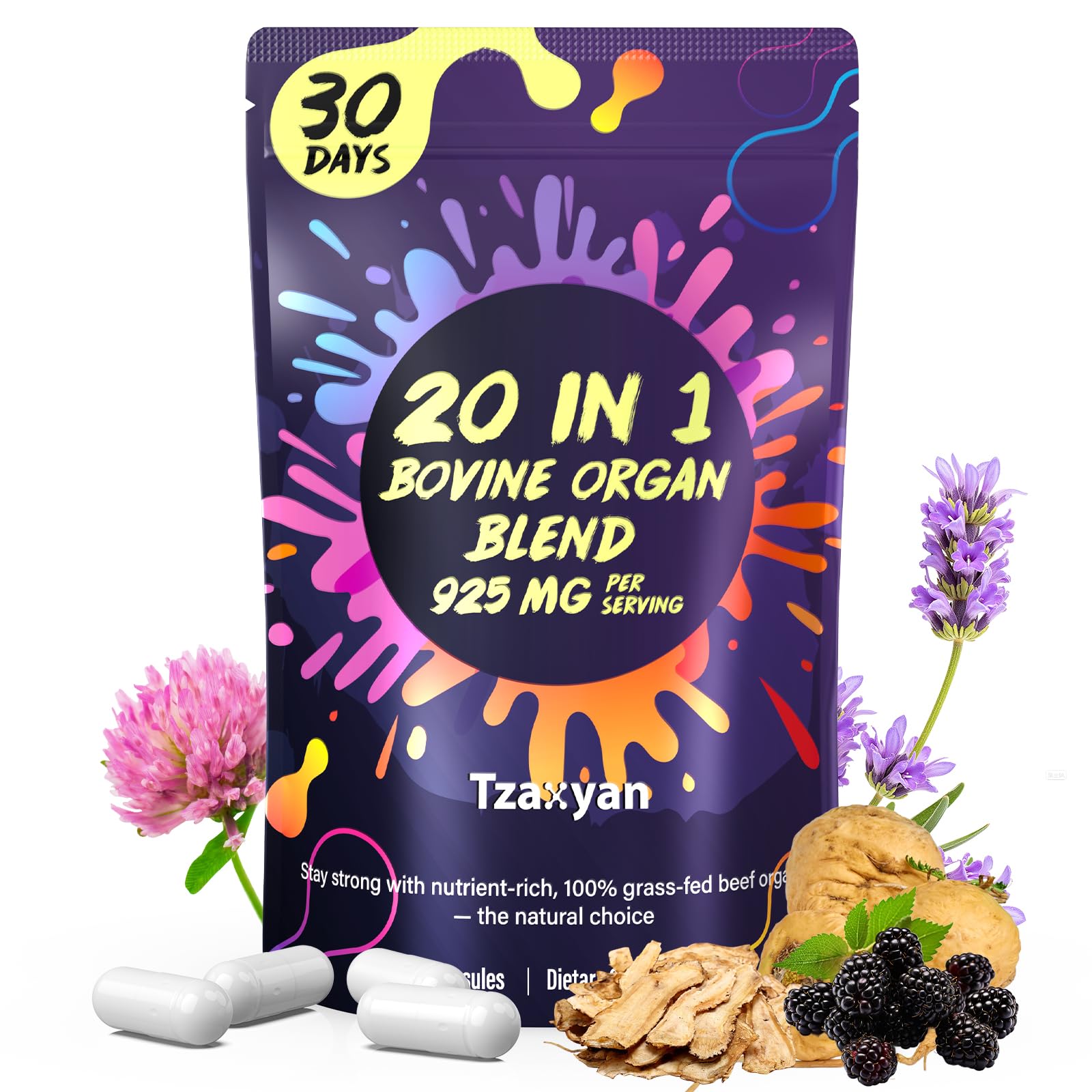tzaxyan Beef Organ Supplement for Women front view with packaging