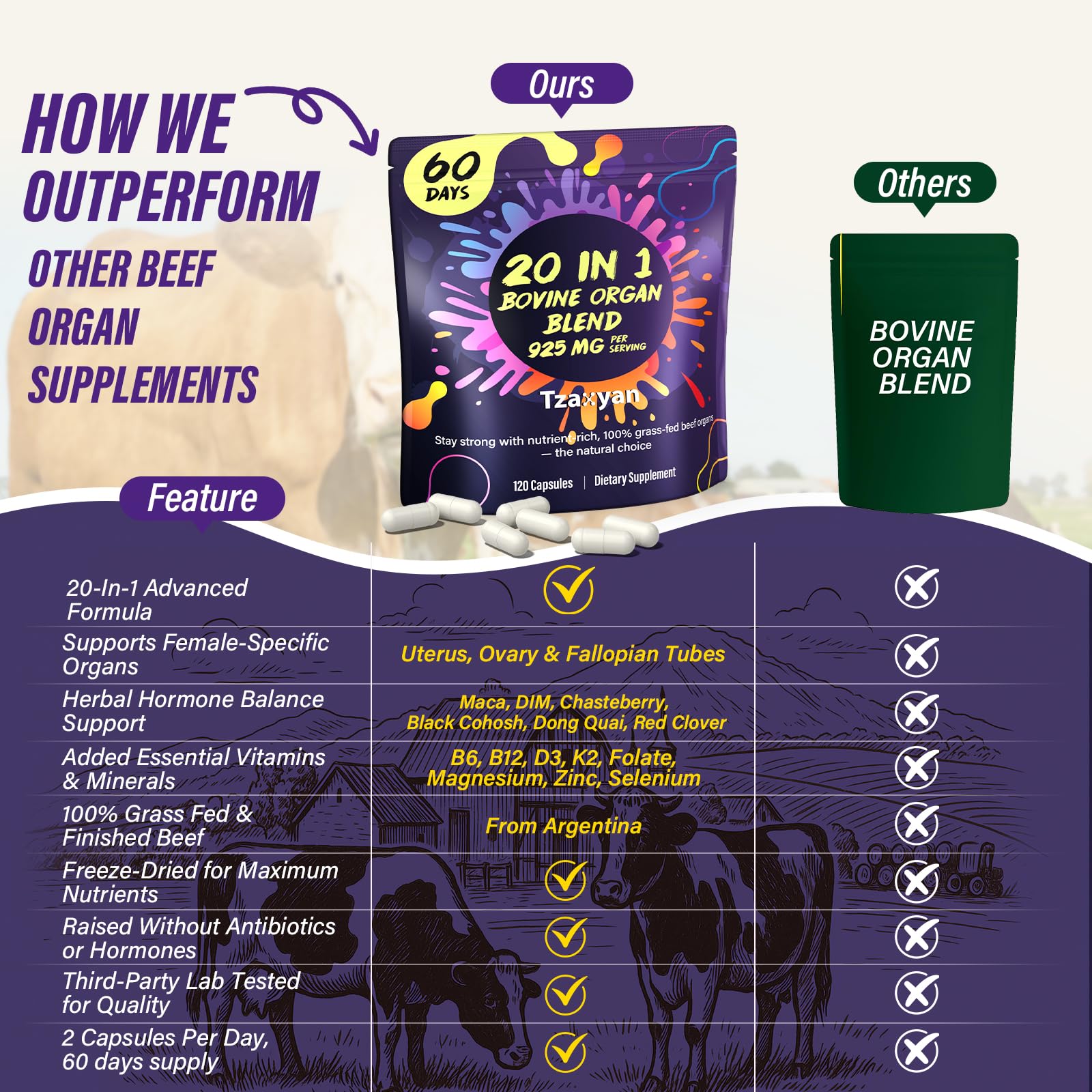 tzaxyan Beef Organ Supplement for Women lifestyle scene