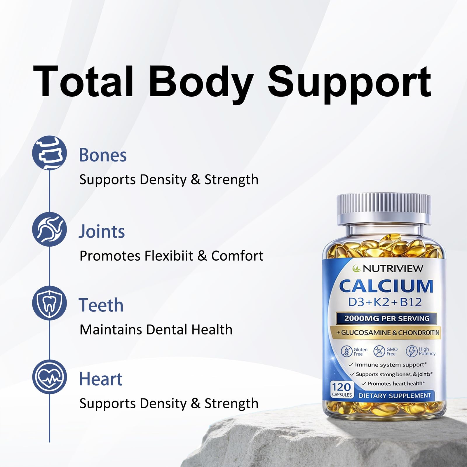 Uagain NutriView Calcium D3 K2 B12 Softgels in hand