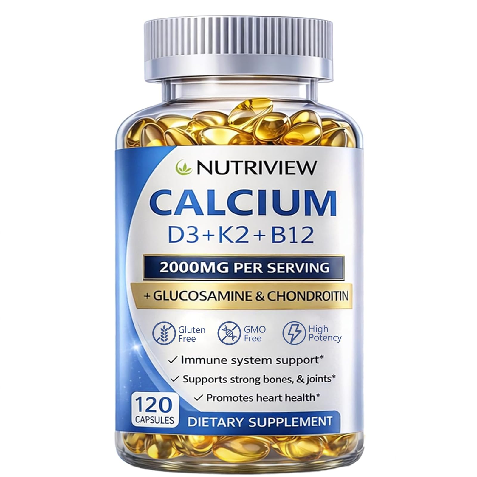 Uagain NutriView Calcium D3 K2 B12 Softgels packaging front view