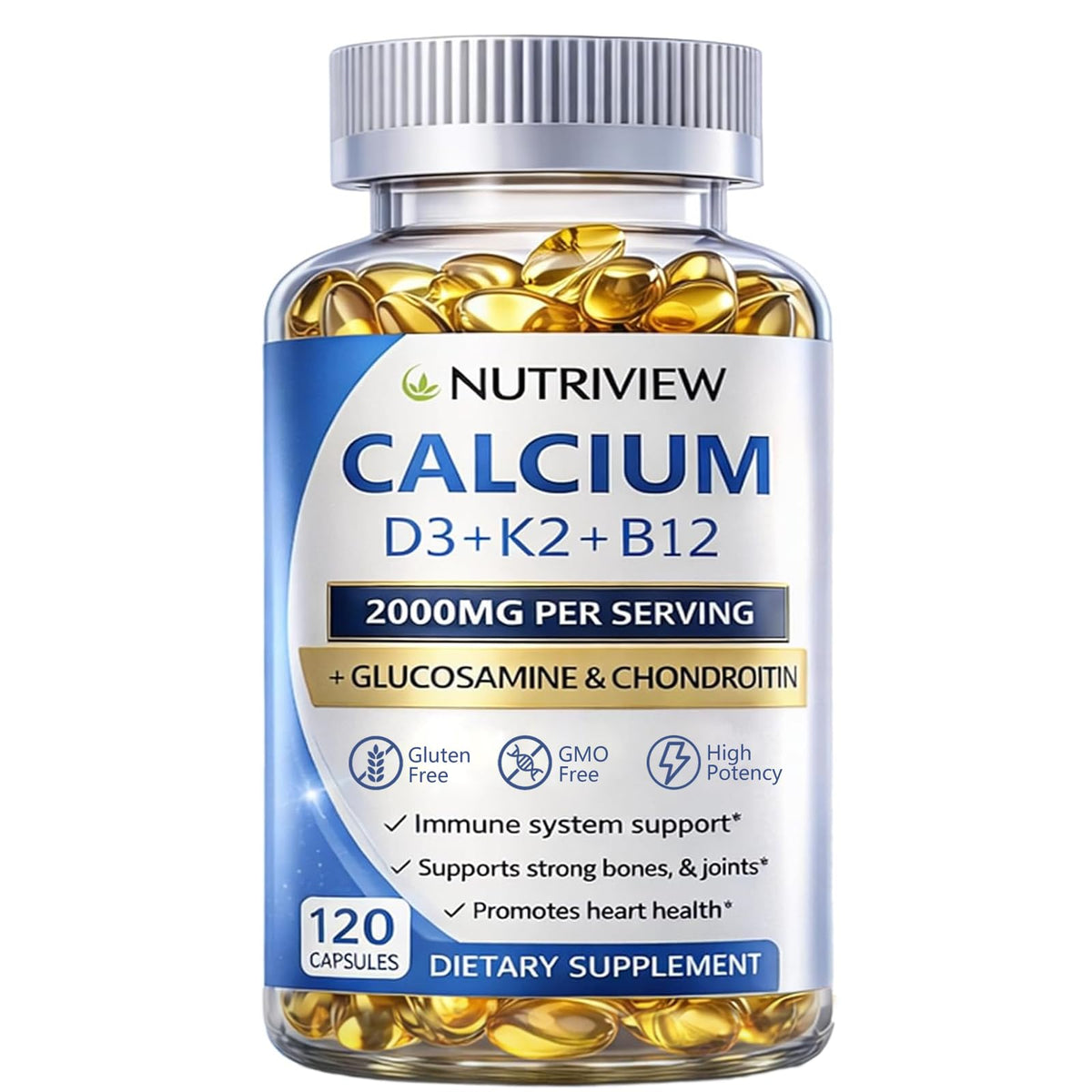 Uagain NutriView Calcium D3 K2 B12 Softgels packaging front view