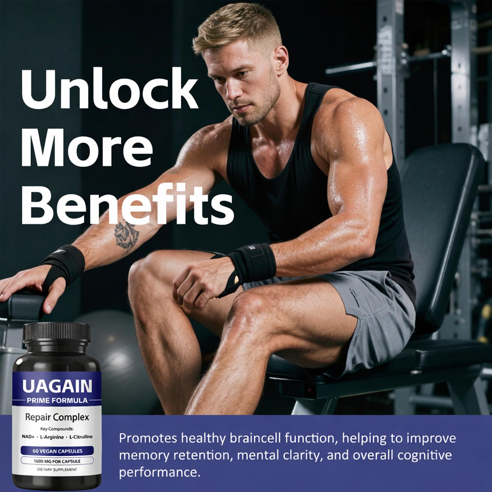 Uagain Repair Complex Capsules for Men side view showing capsule details