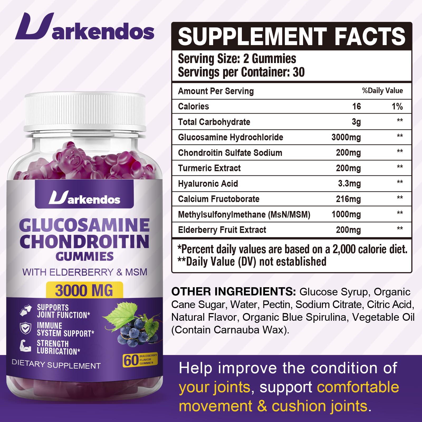 Uarkendos Glucosamine Chondroitin Gummies packaging