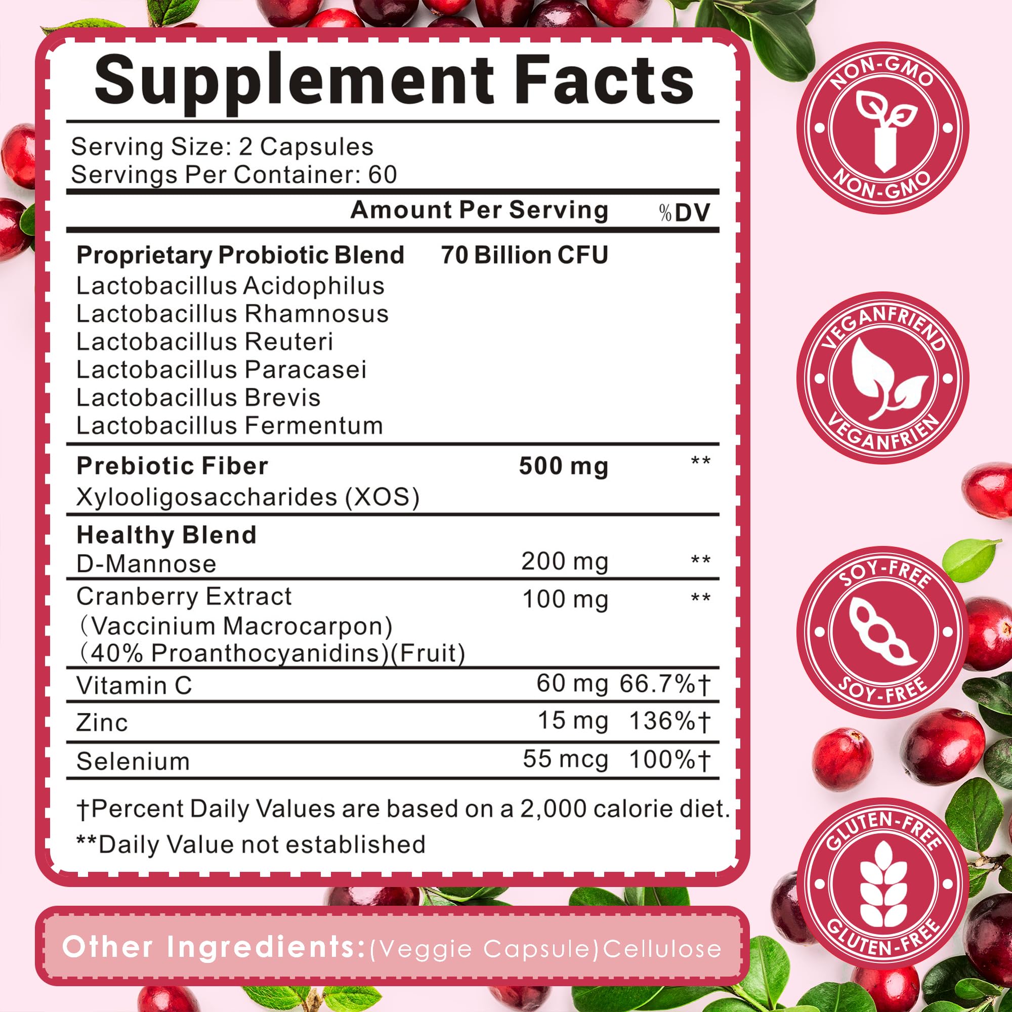 UBEEKOO Vaginal Probiotics 60 capsules bottle