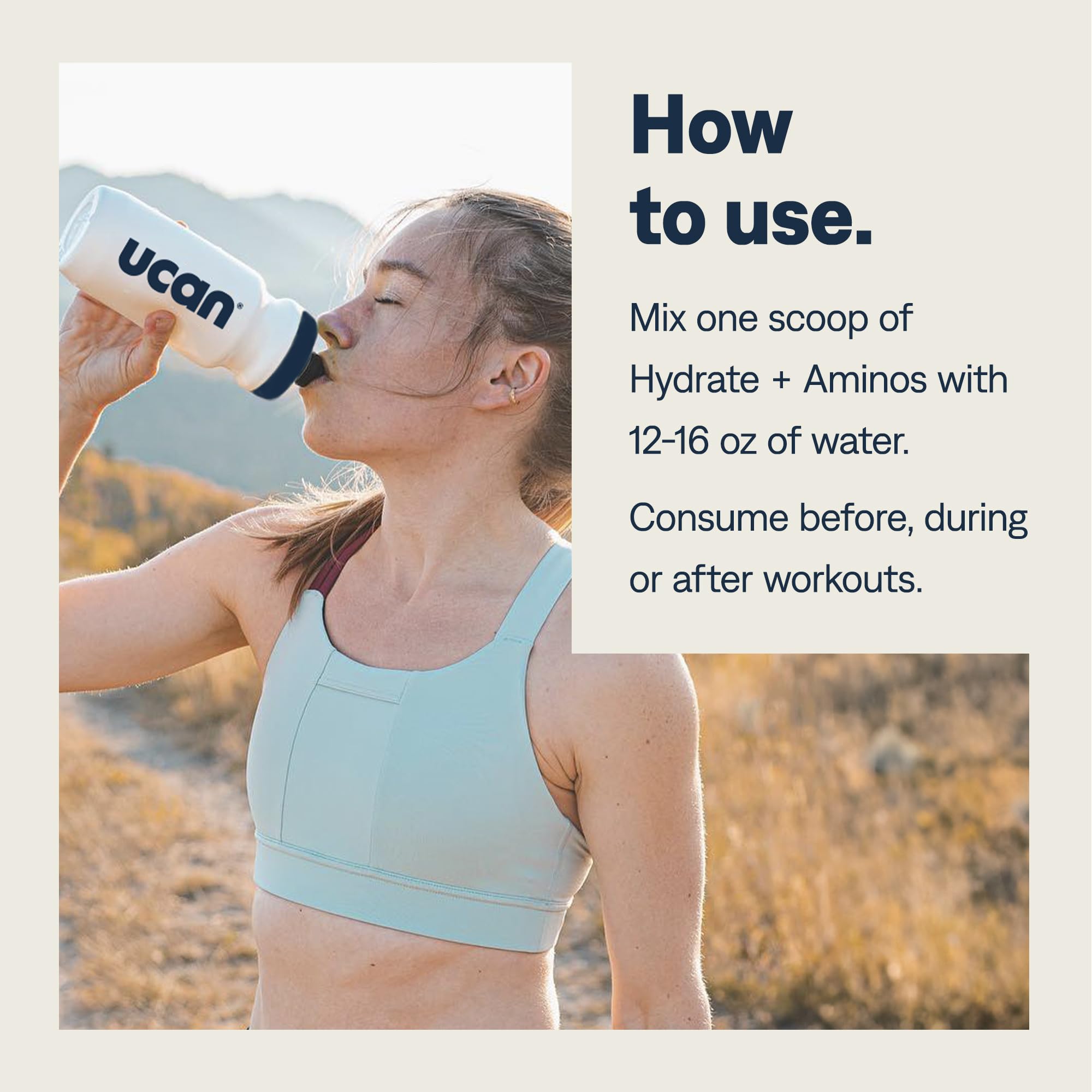 UCAN Hydrate + Aminos BCAAs 198g side view
