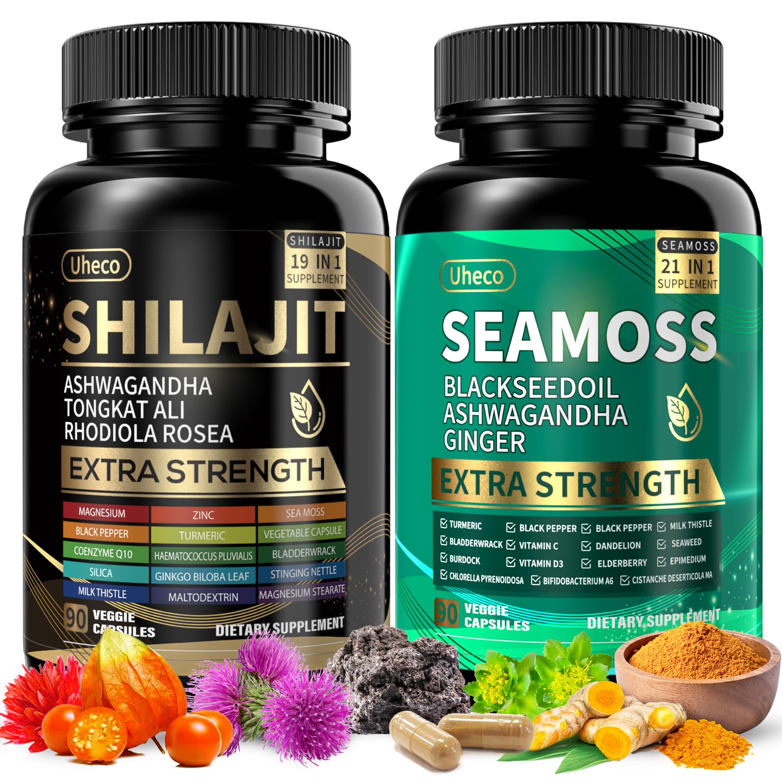 Uheco Shilajit capsules front view with label