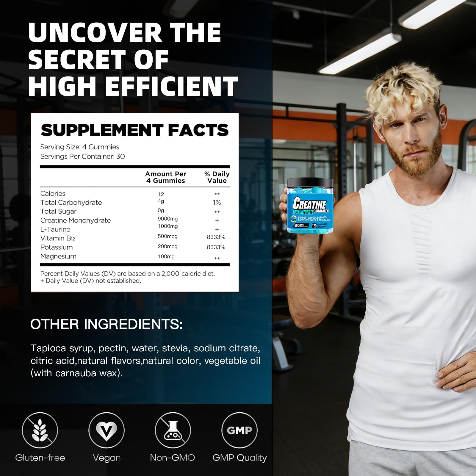 ULIKEATM Creatine Gummies raspberry and blueberry flavour close-up