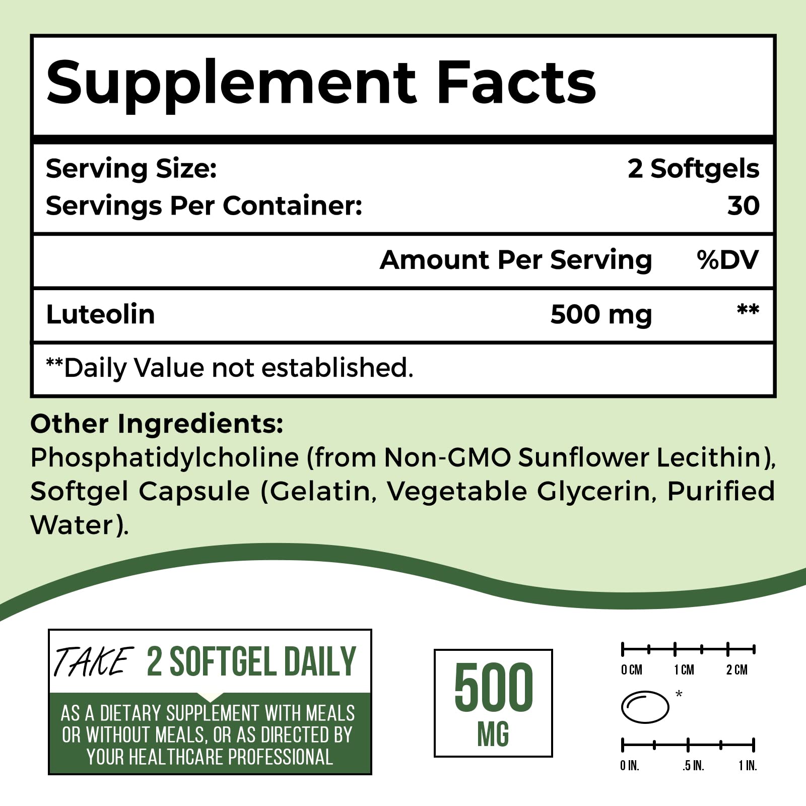 Ulmubra Liposomal Luteolin 500MG Softgels on a wooden table
