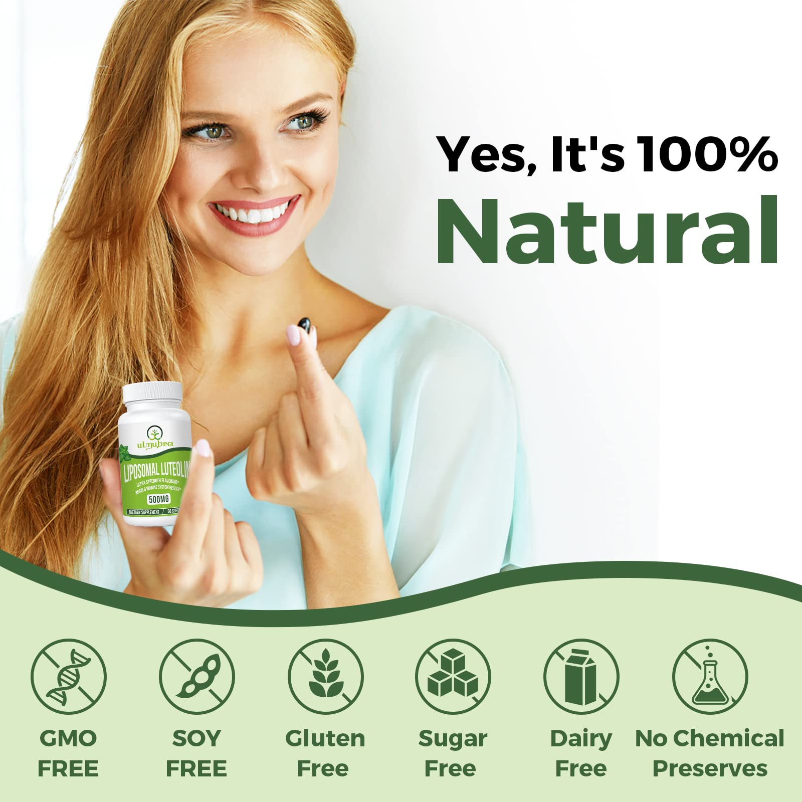 Ulmubra Liposomal Luteolin 500MG Softgels softgel close-up