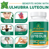 Ulmubra Liposomal Luteolin 800mg Softgels with measuring spoon