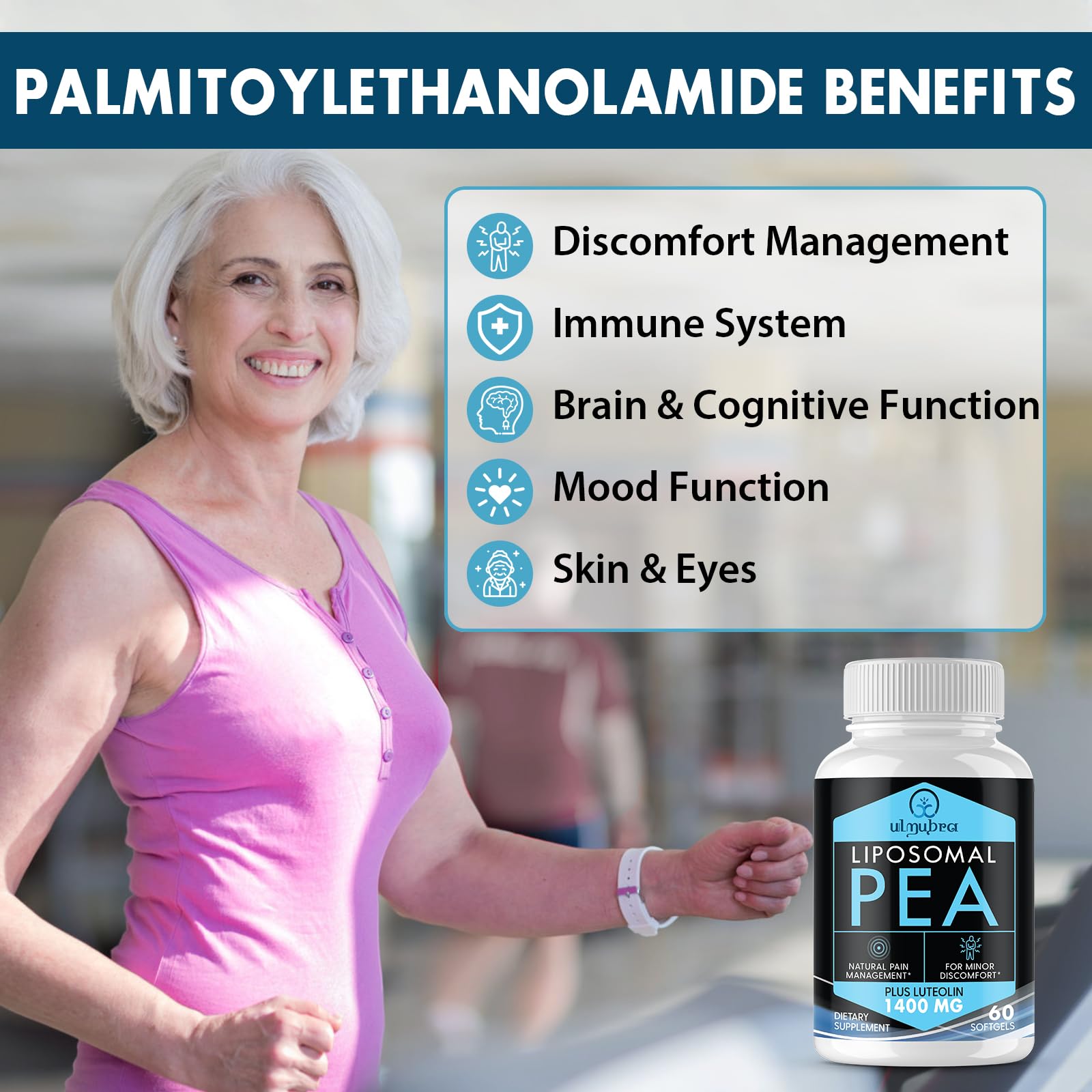 Ulmubra Liposomal PEA Supplement 1300mg with luteolin close-up