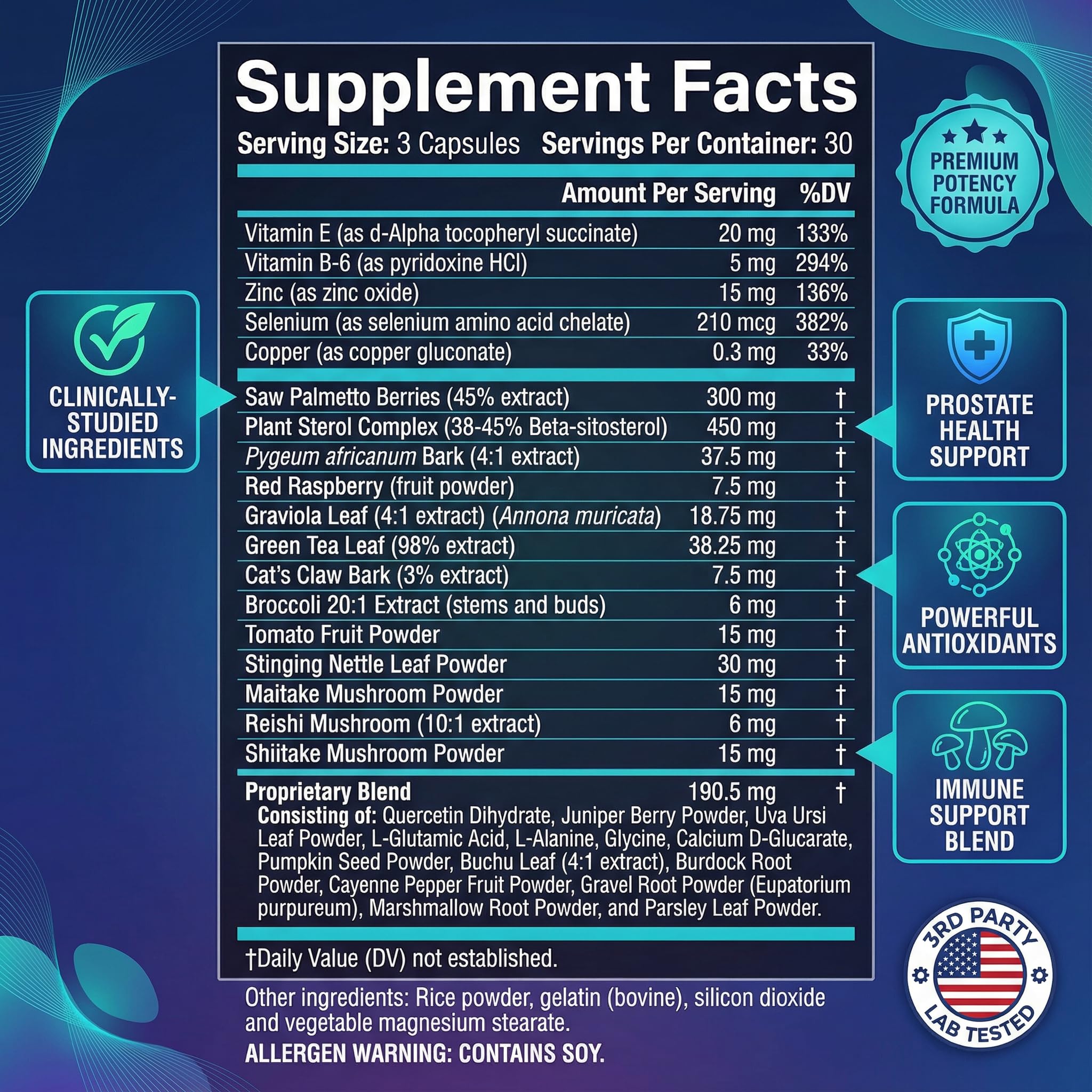 ULTALIFE Saw Palmetto Supplement packaging side view