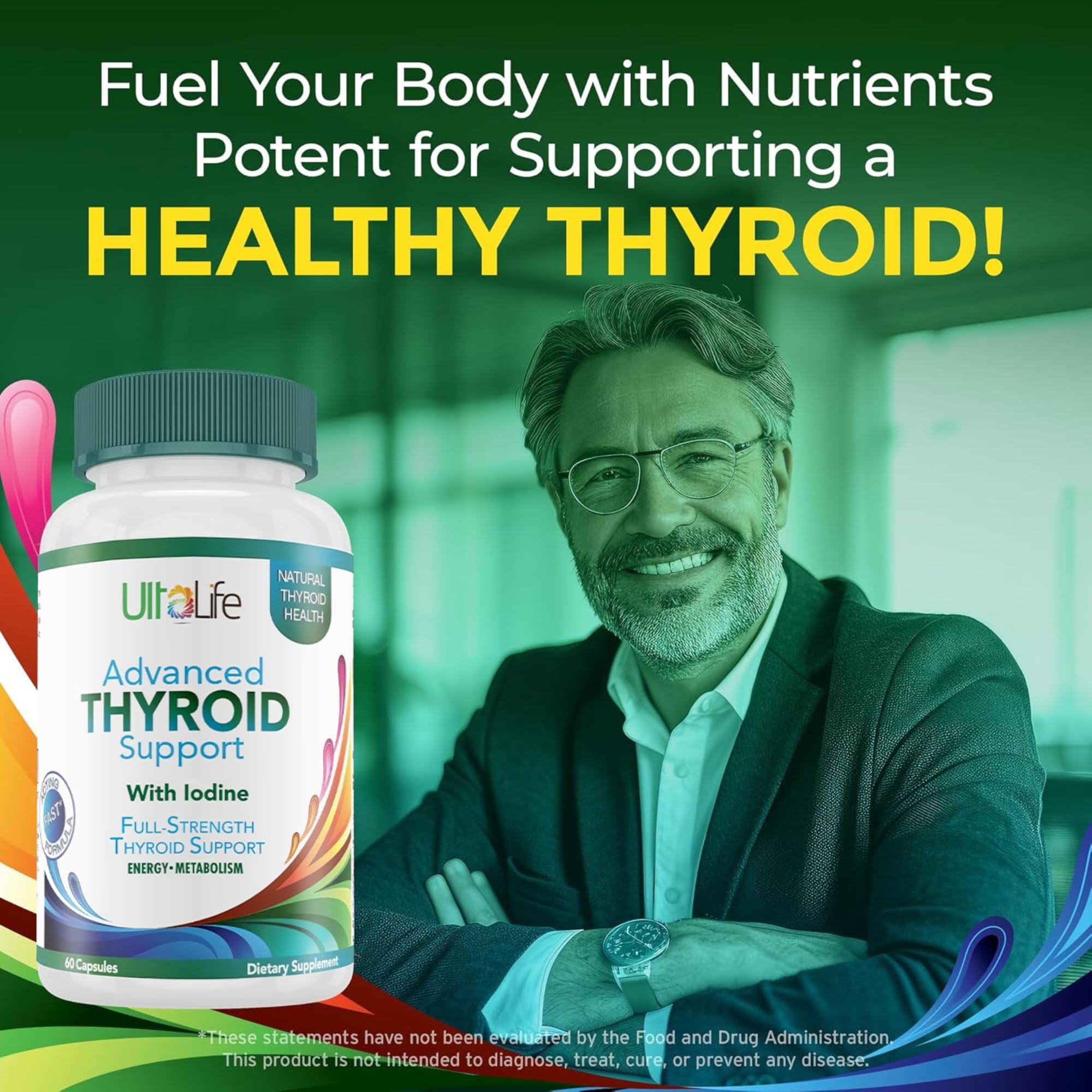 ULTALIFE Thyroid Support Supplement bottle back view