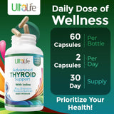 ULTALIFE Thyroid Support Supplement bottle with a measuring spoon