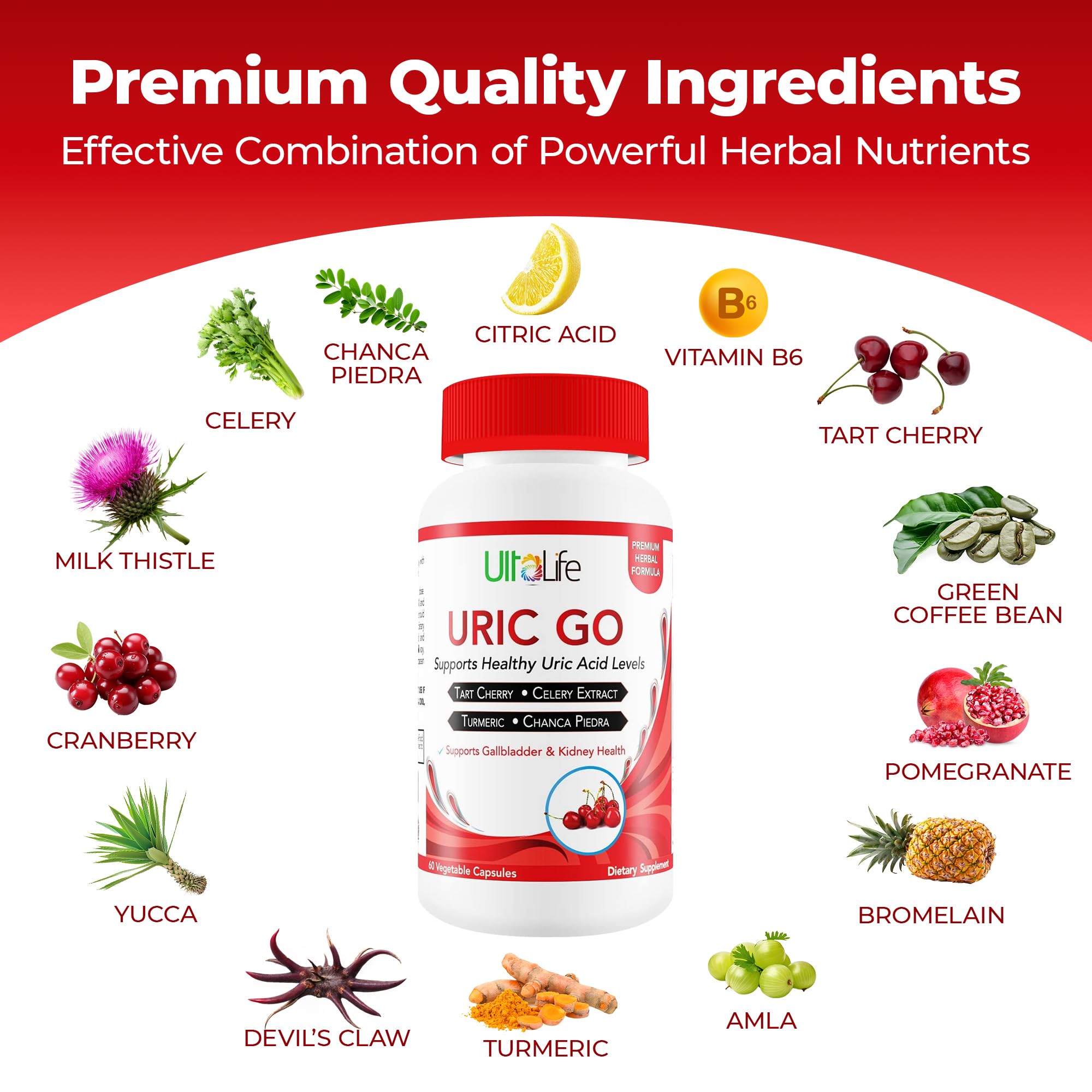 ULTALIFE Uric Acid Support Supplement ingredients list