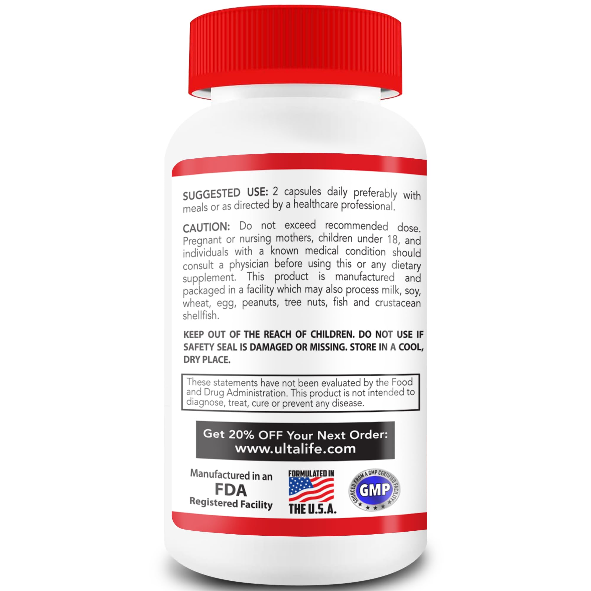 ULTALIFE Uric Acid Support Supplement with a glass of water