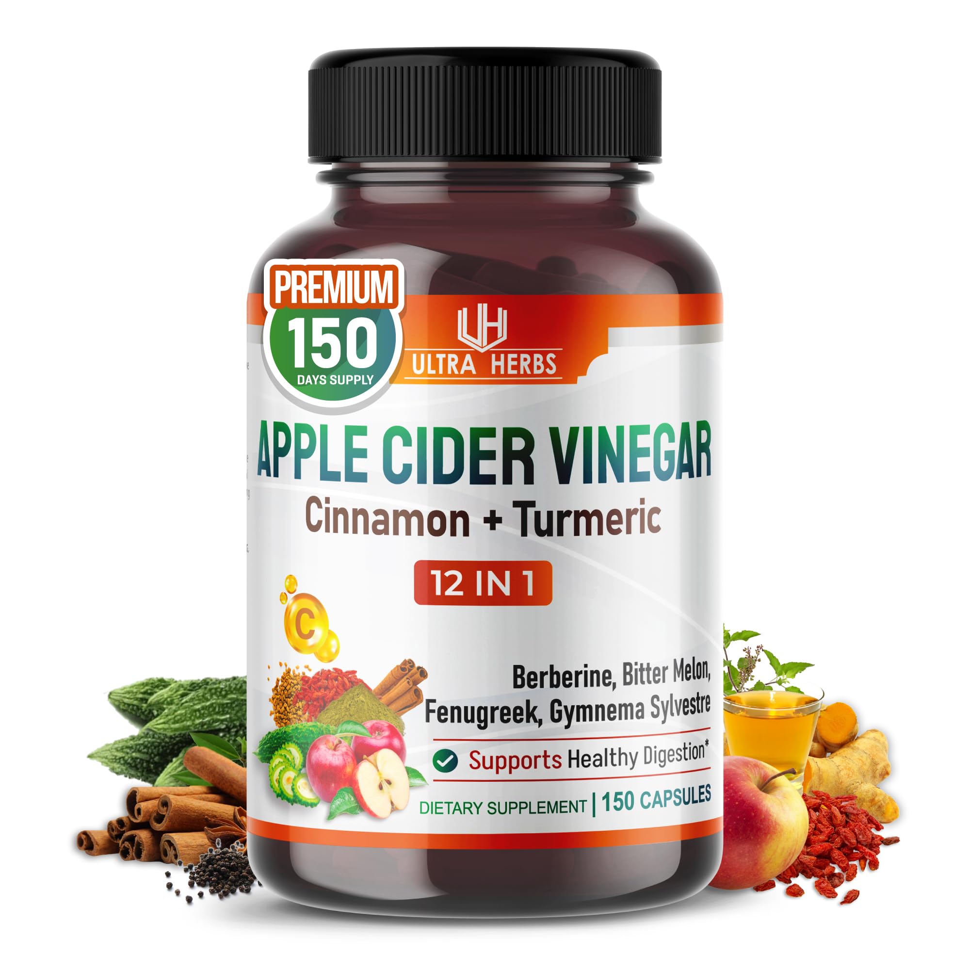 ULTRA HERBS Apple Cider Vinegar Capsules front view