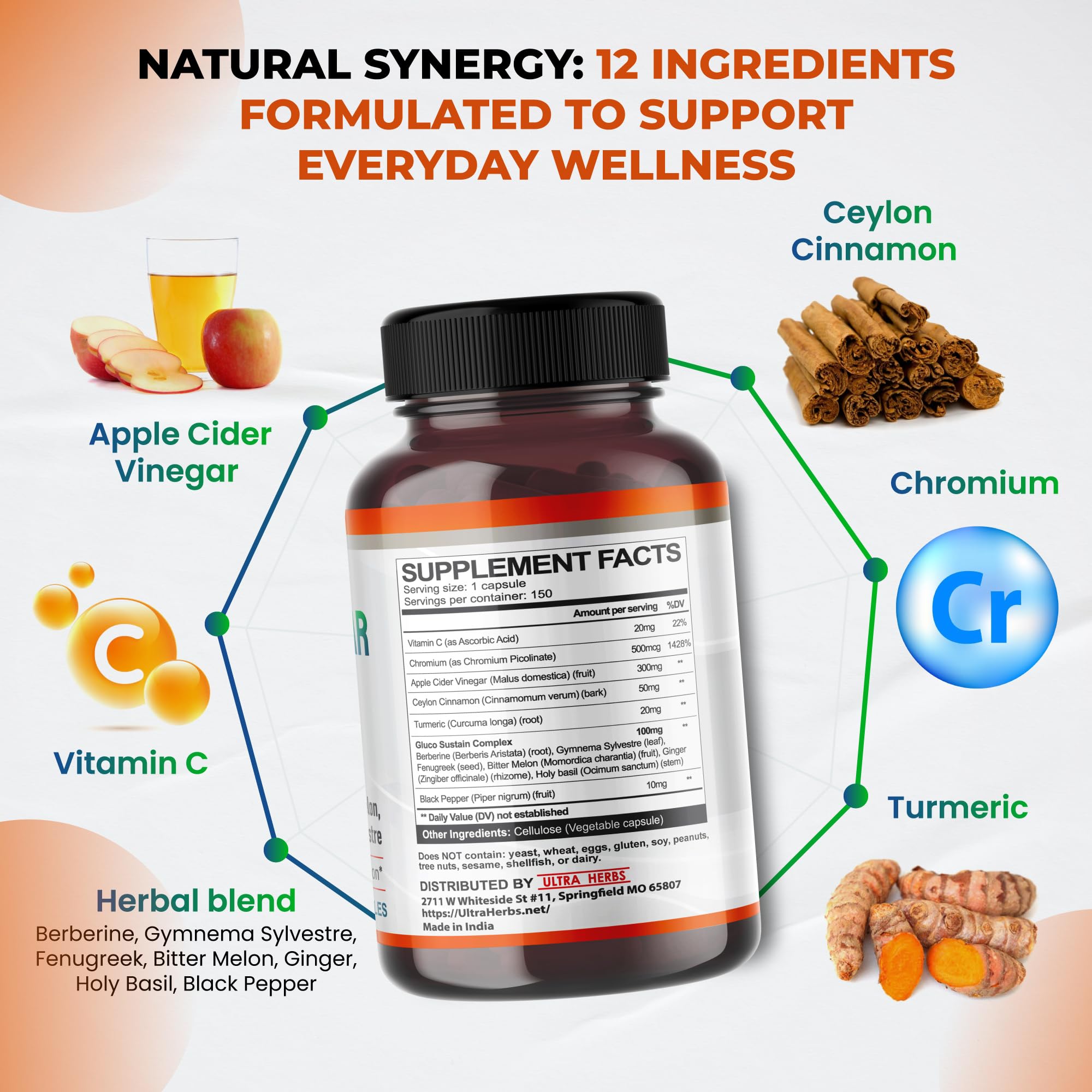 ULTRA HERBS Apple Cider Vinegar Capsules packaging