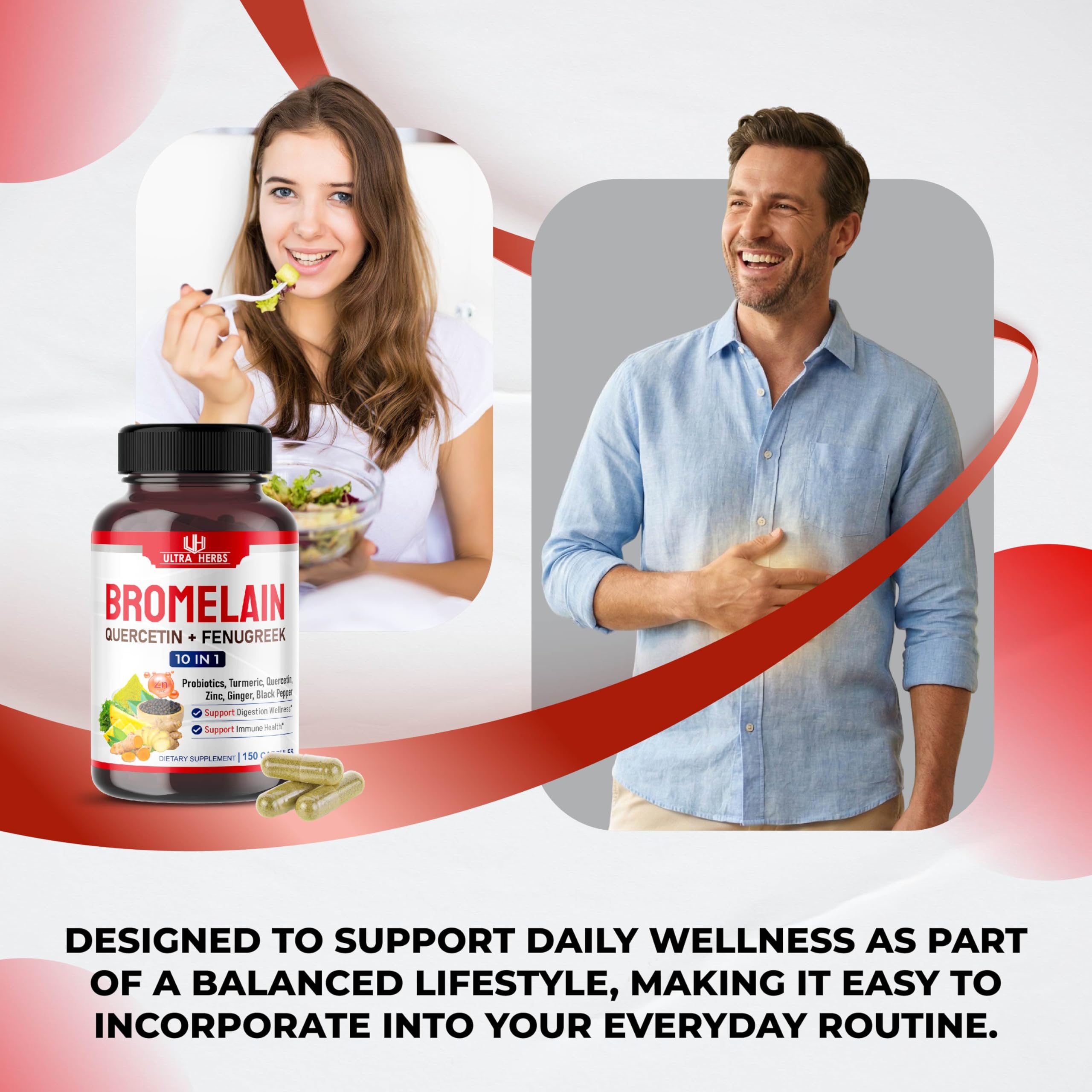 ULTRA HERBS Bromelain Supplement bottle with measuring spoon