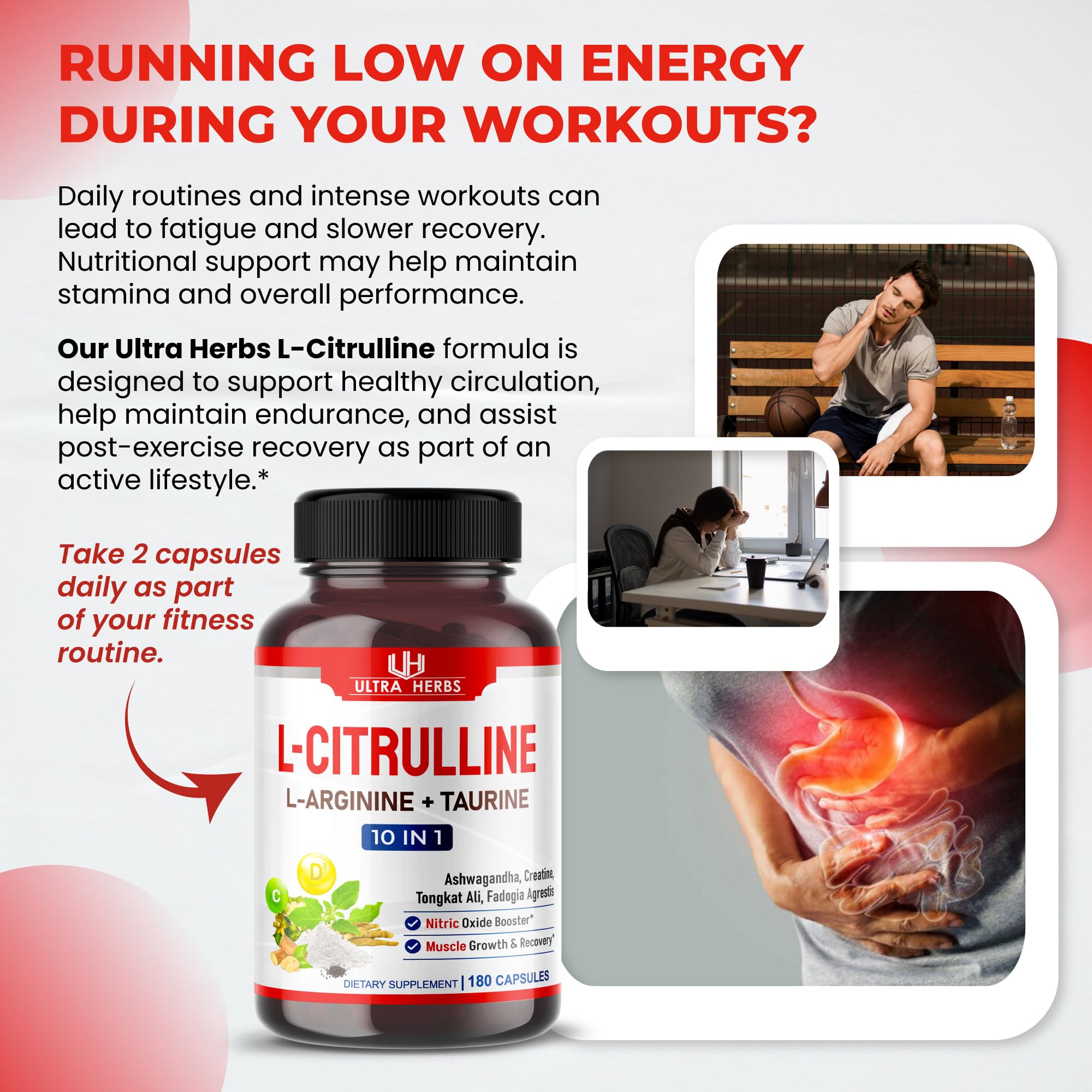 ULTRA HERBS L-Citrulline 90 capsules side view
