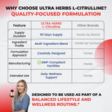 ULTRA HERBS L-Citrulline capsules on a wooden table
