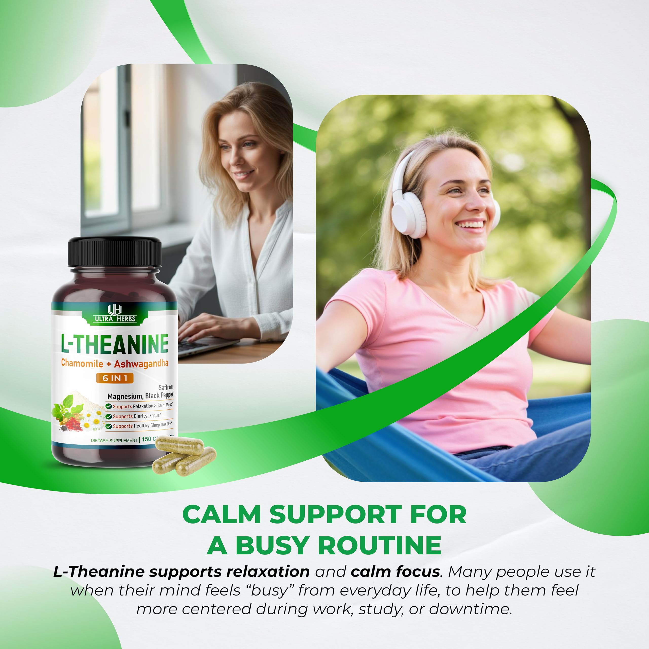 ULTRA HERBS L-Theanine Supplement bottle side view