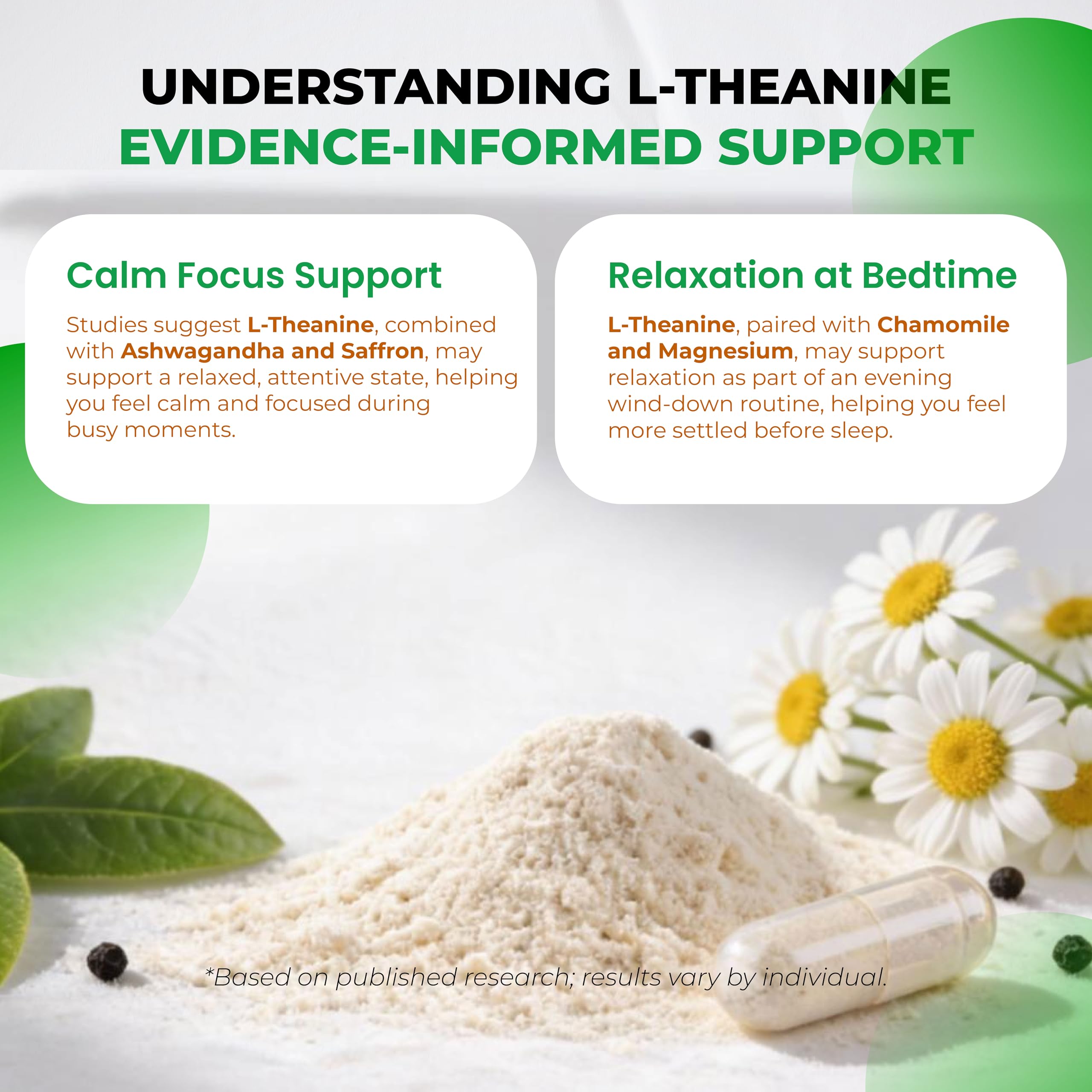 ULTRA HERBS L-Theanine Supplement bottle with a measuring spoon