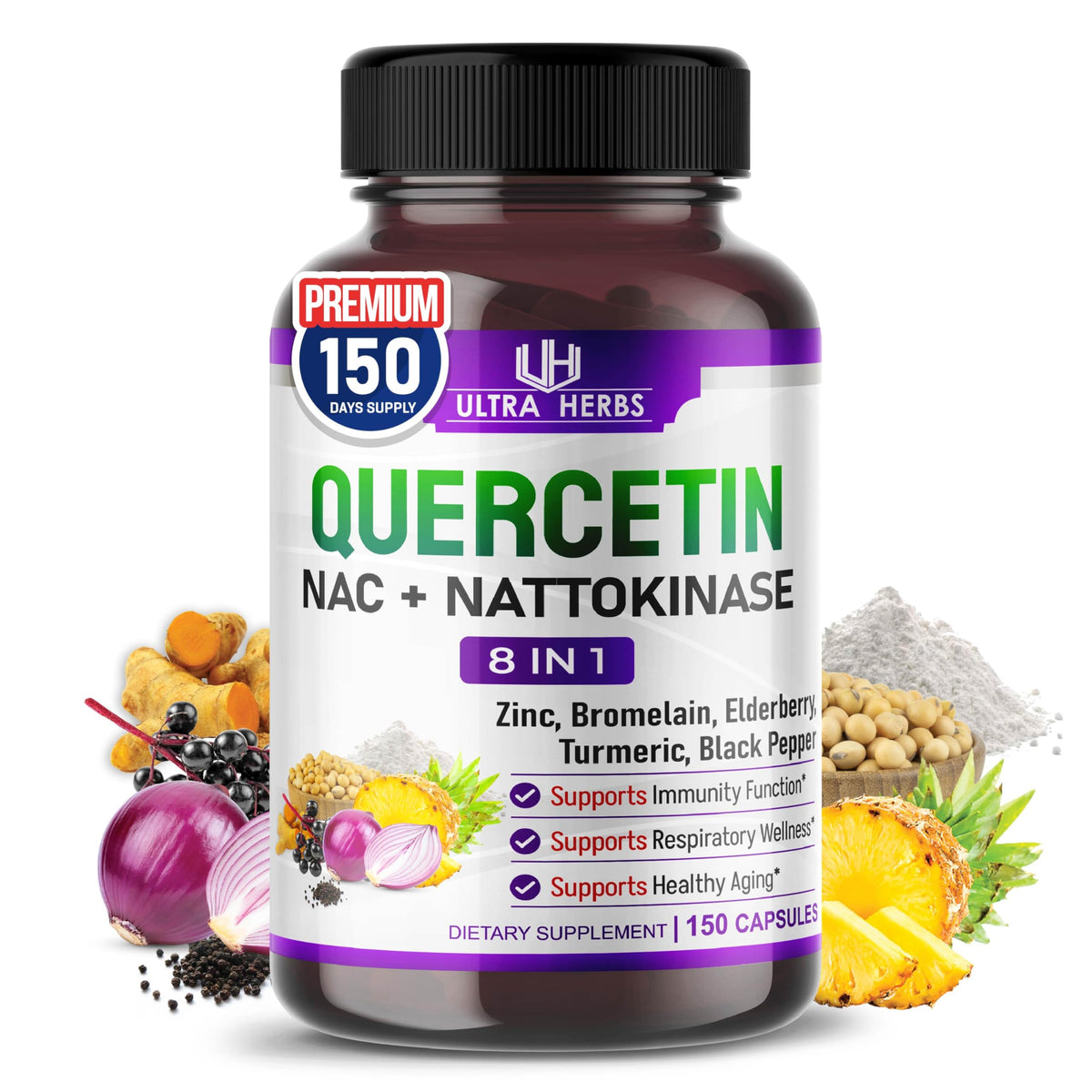 ULTRA HERBS Quercetin Supplement bottle front view
