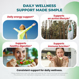 ULTRA HERBS Superfood Greens capsules on wooden table