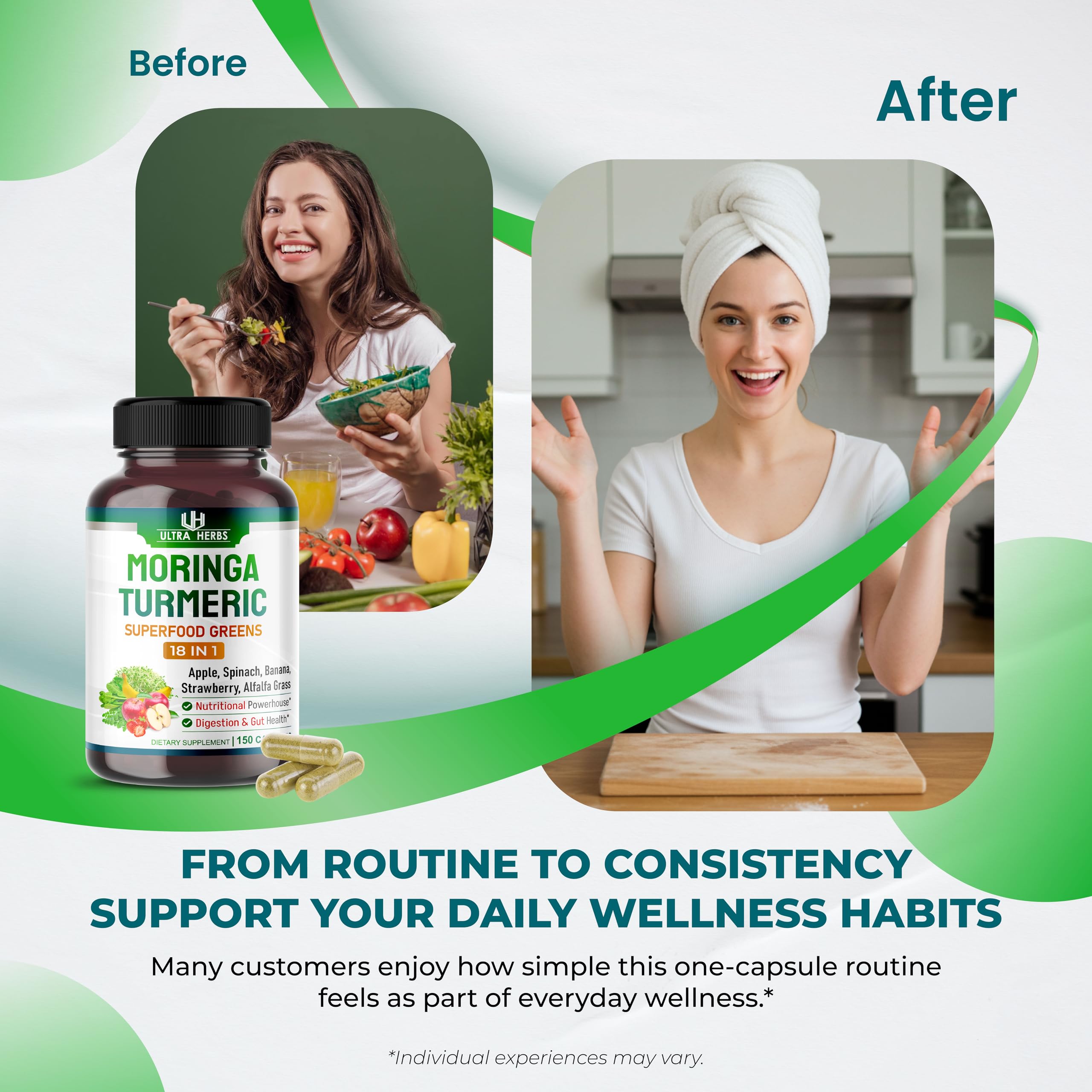 ULTRA HERBS Superfood Greens capsules with packaging
