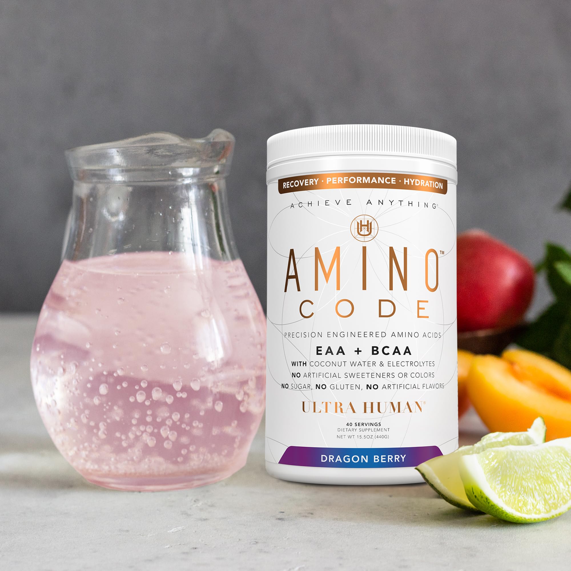 Ultra Human Amino Code BCAAs 440g Sour Candy flavour side view