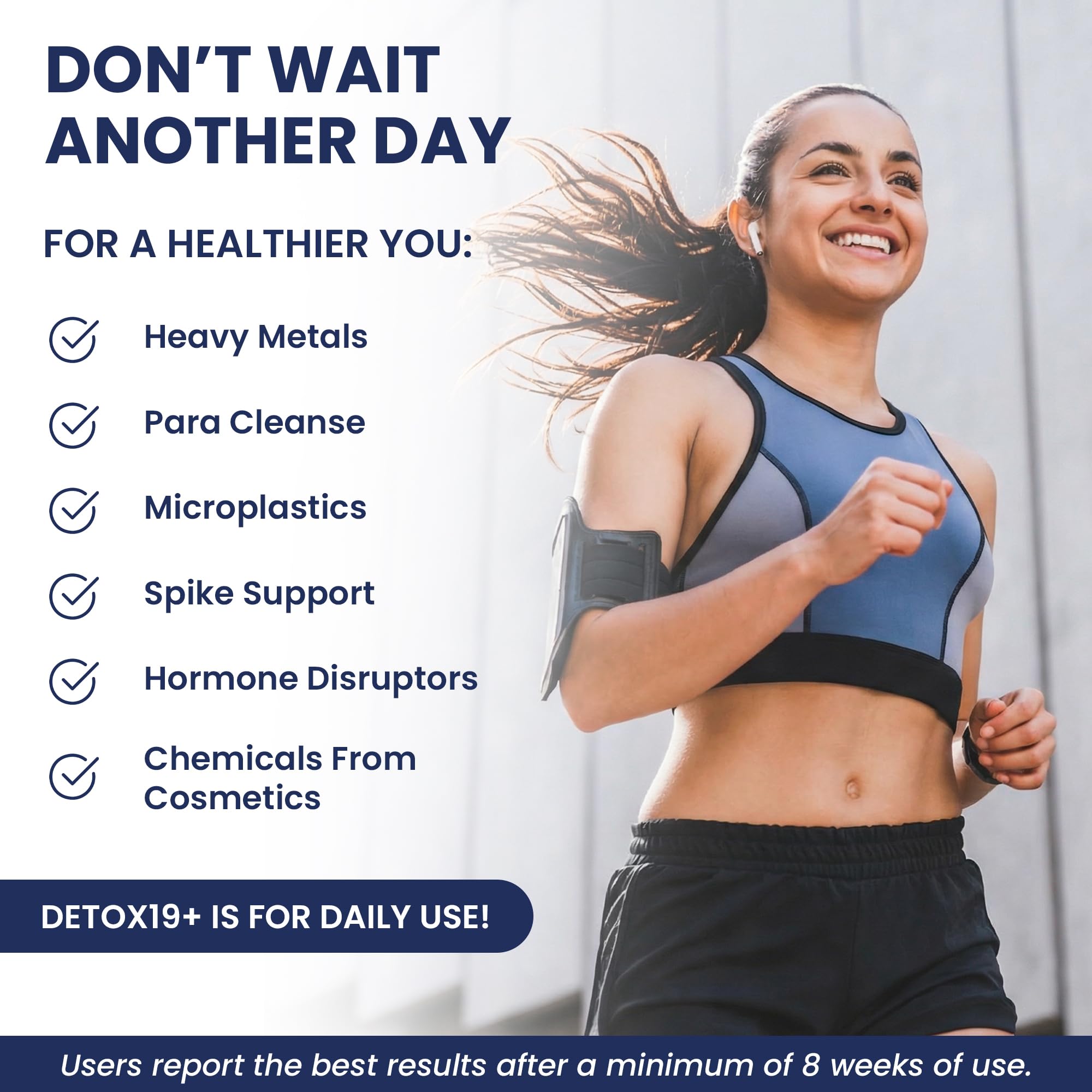 Ultra Human DETOX19+ supplement back view with ingredients list