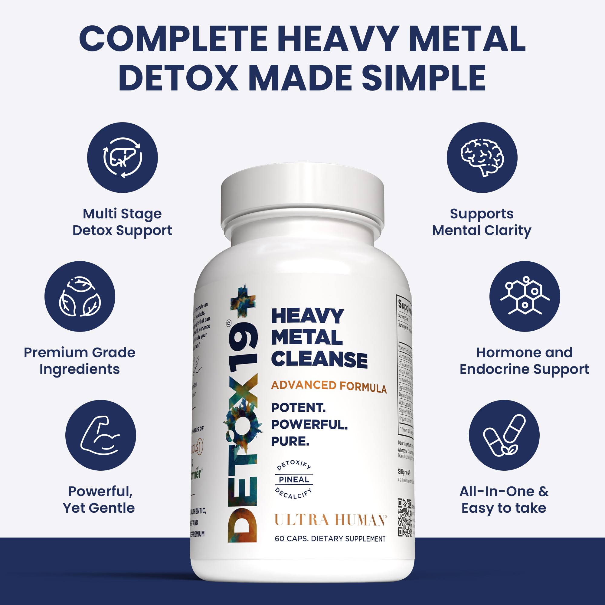Ultra Human DETOX19+ supplement lifestyle scene with a glass of water
