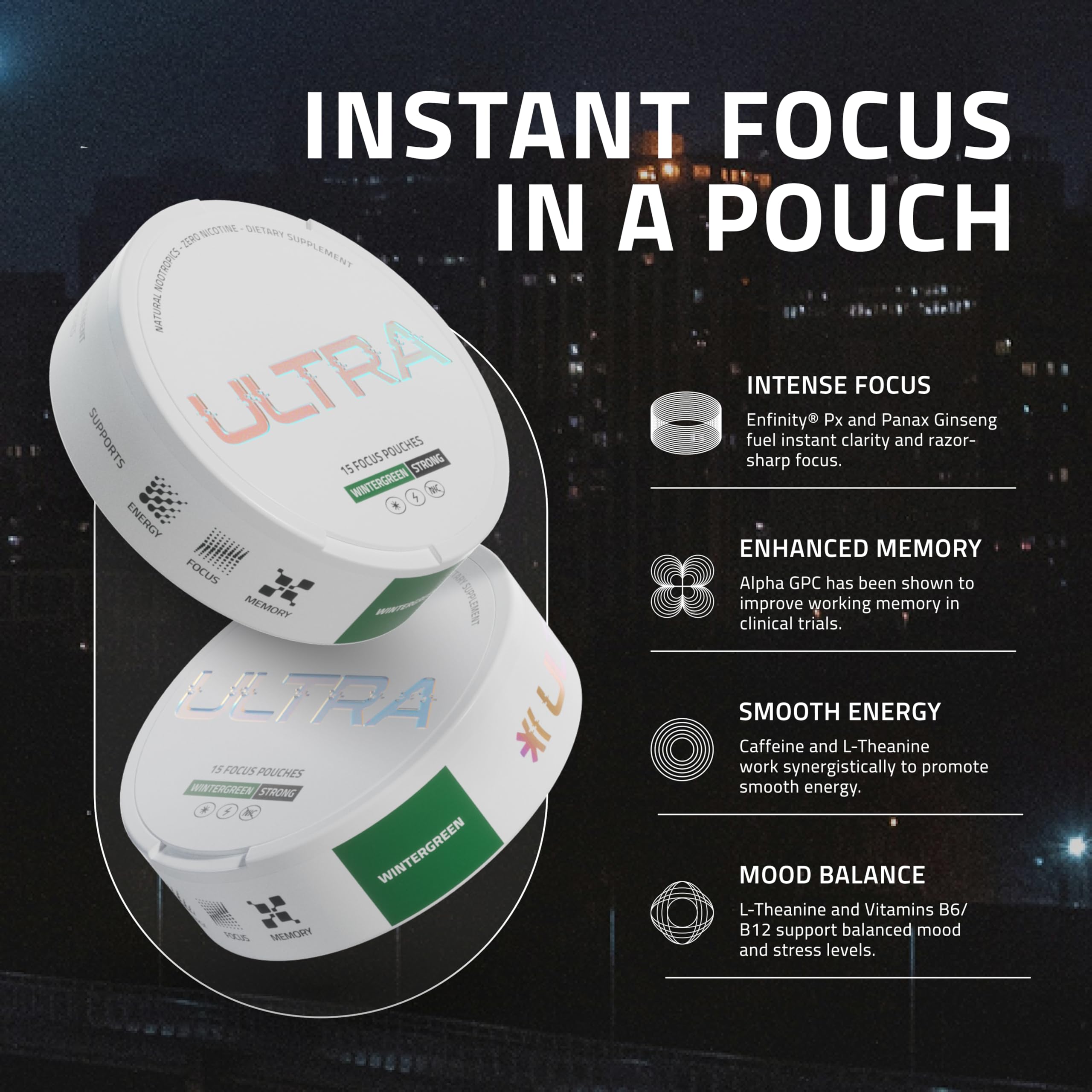 Ultra Pouches packaging with ingredients listed
