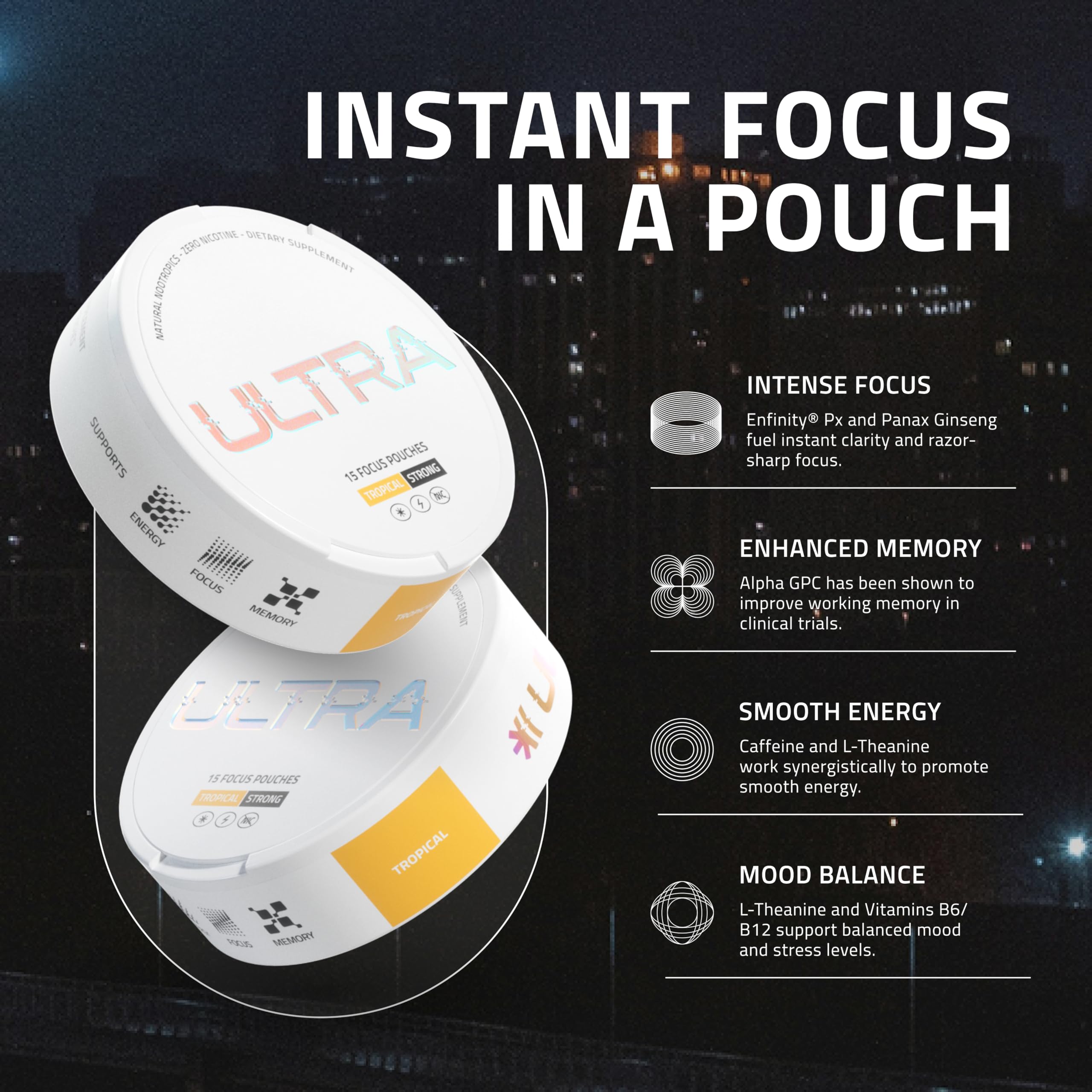 Ultra Pouches Tropical Flavour pouch opened showing contents