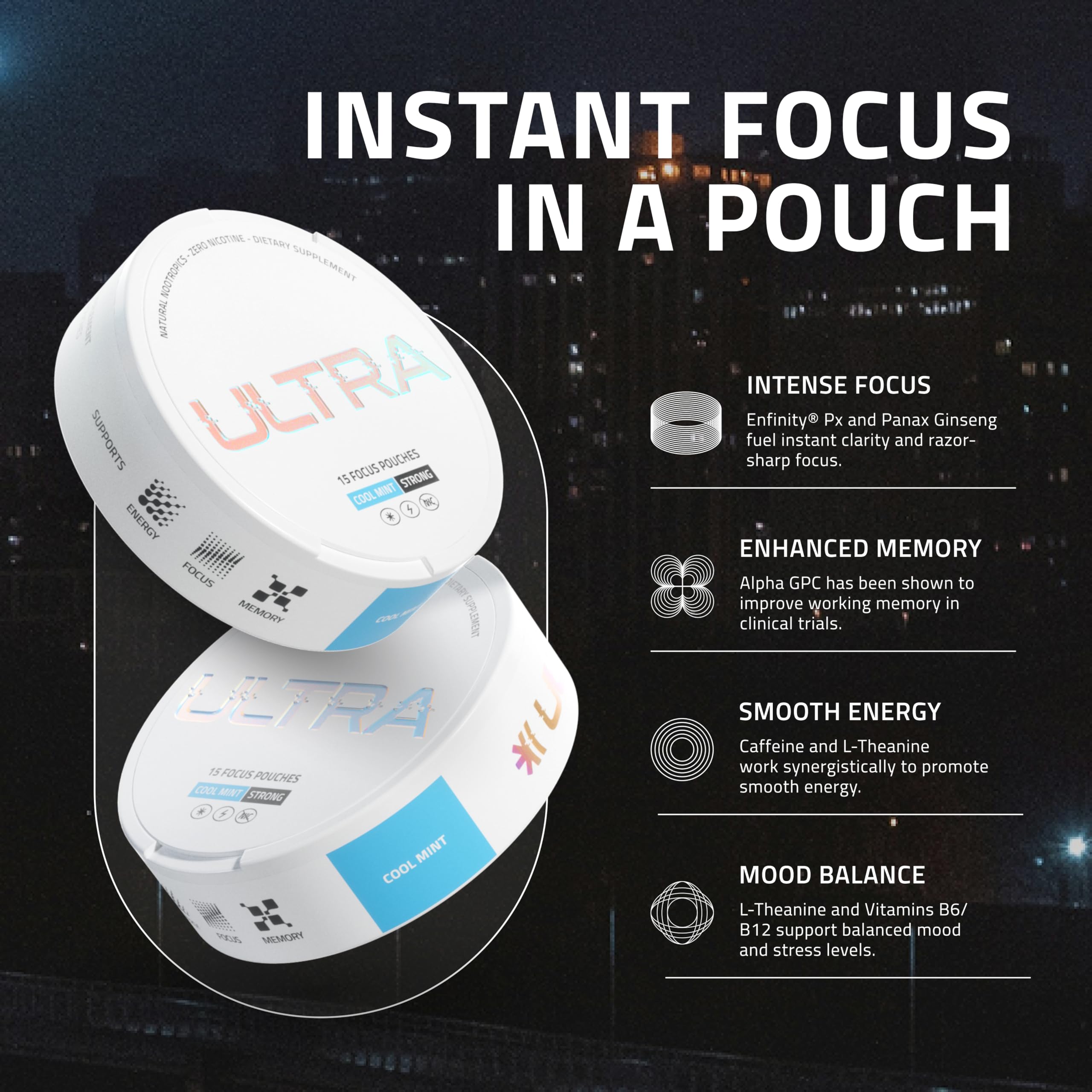 Ultra Pouches Variety Pack back view showing ingredients and usage instructions