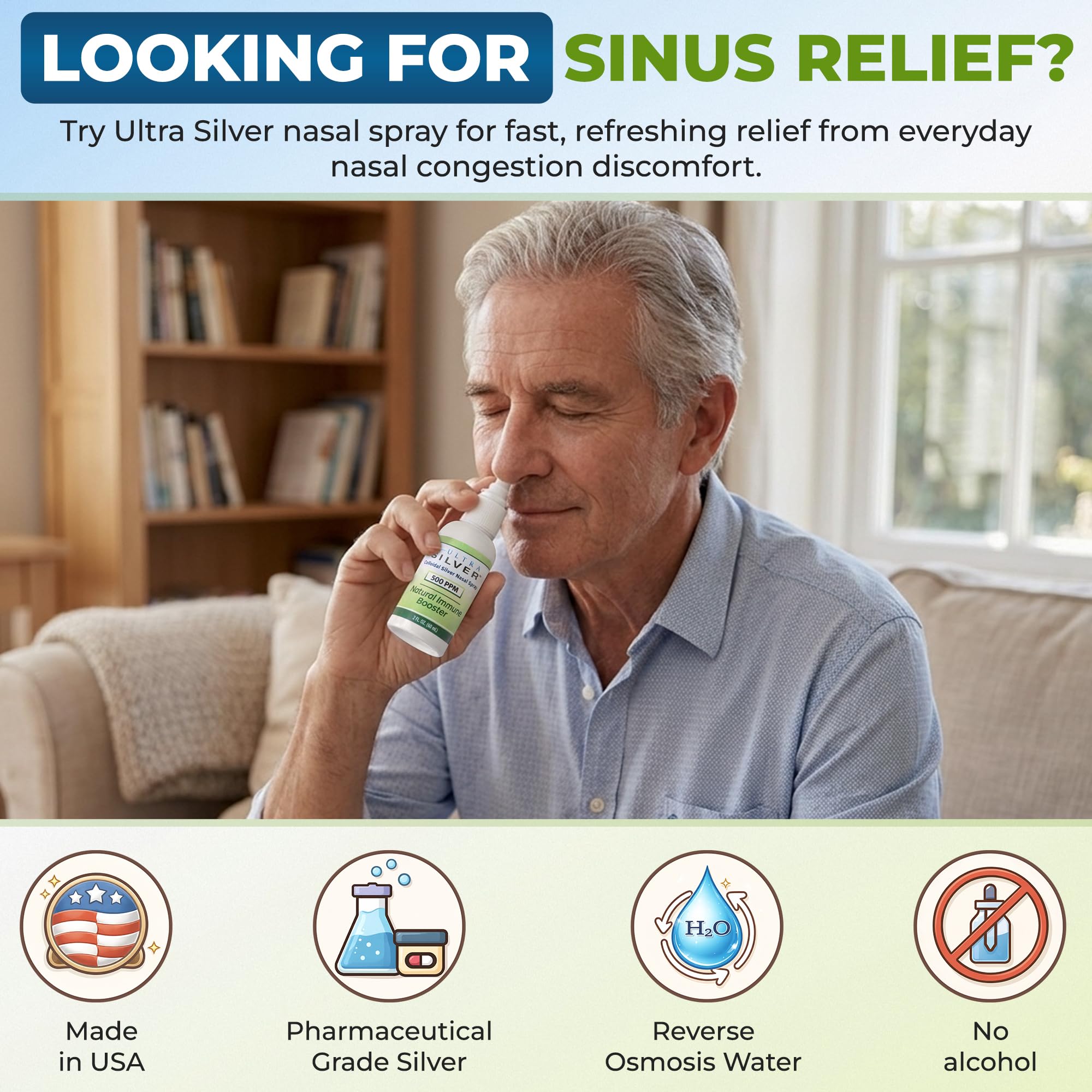 Ultra Silver Colloidal Silver Nasal Spray 2 oz with spray applicator