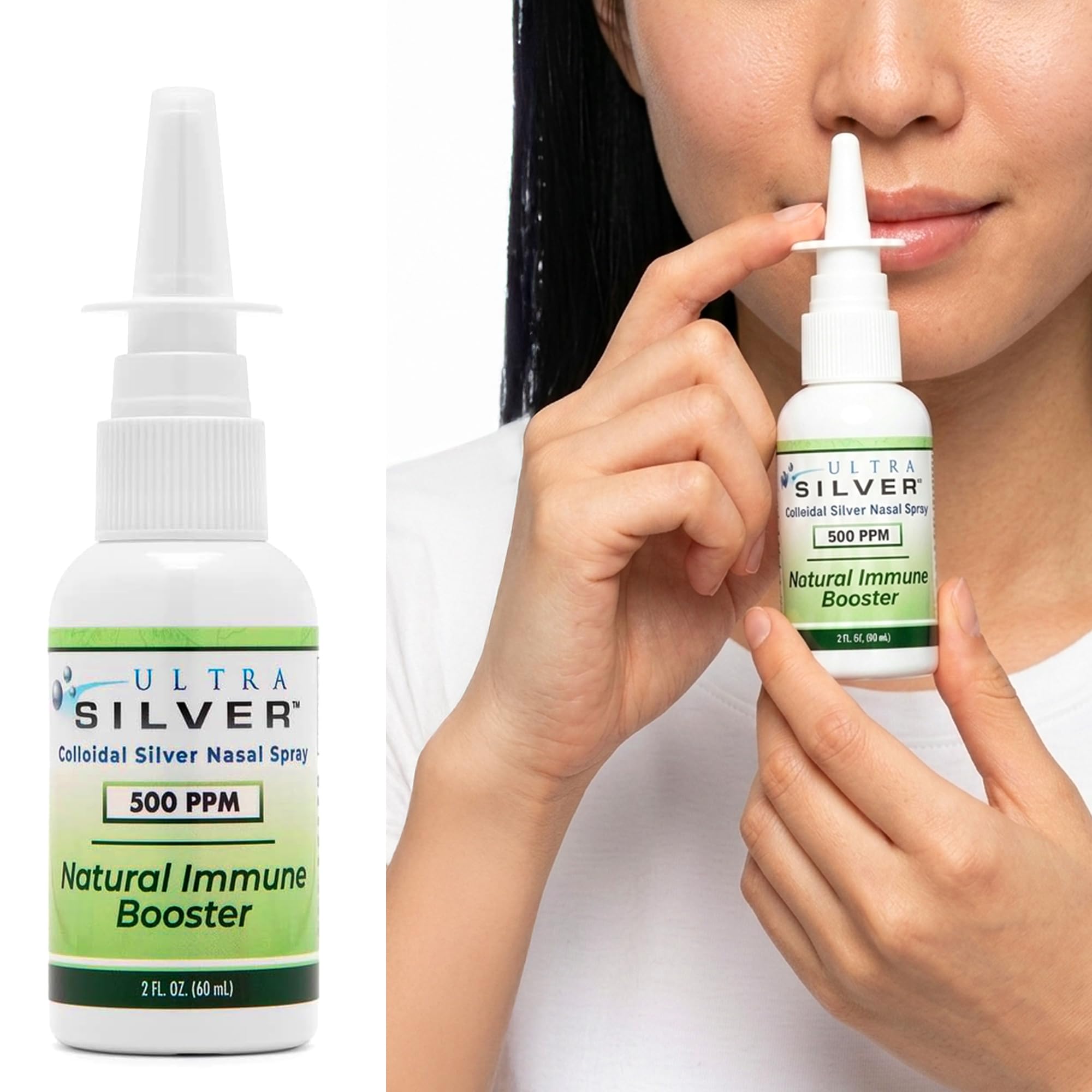 Ultra Silver Colloidal Silver Nasal Spray with ingredients listed