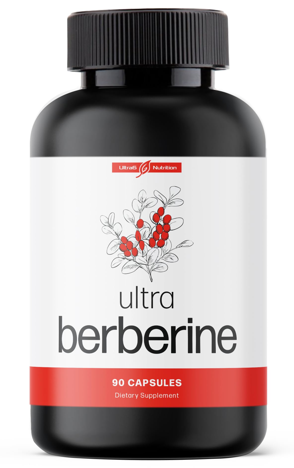 Ultra6 Nutrition Berberine HCl Capsules 600mg front view