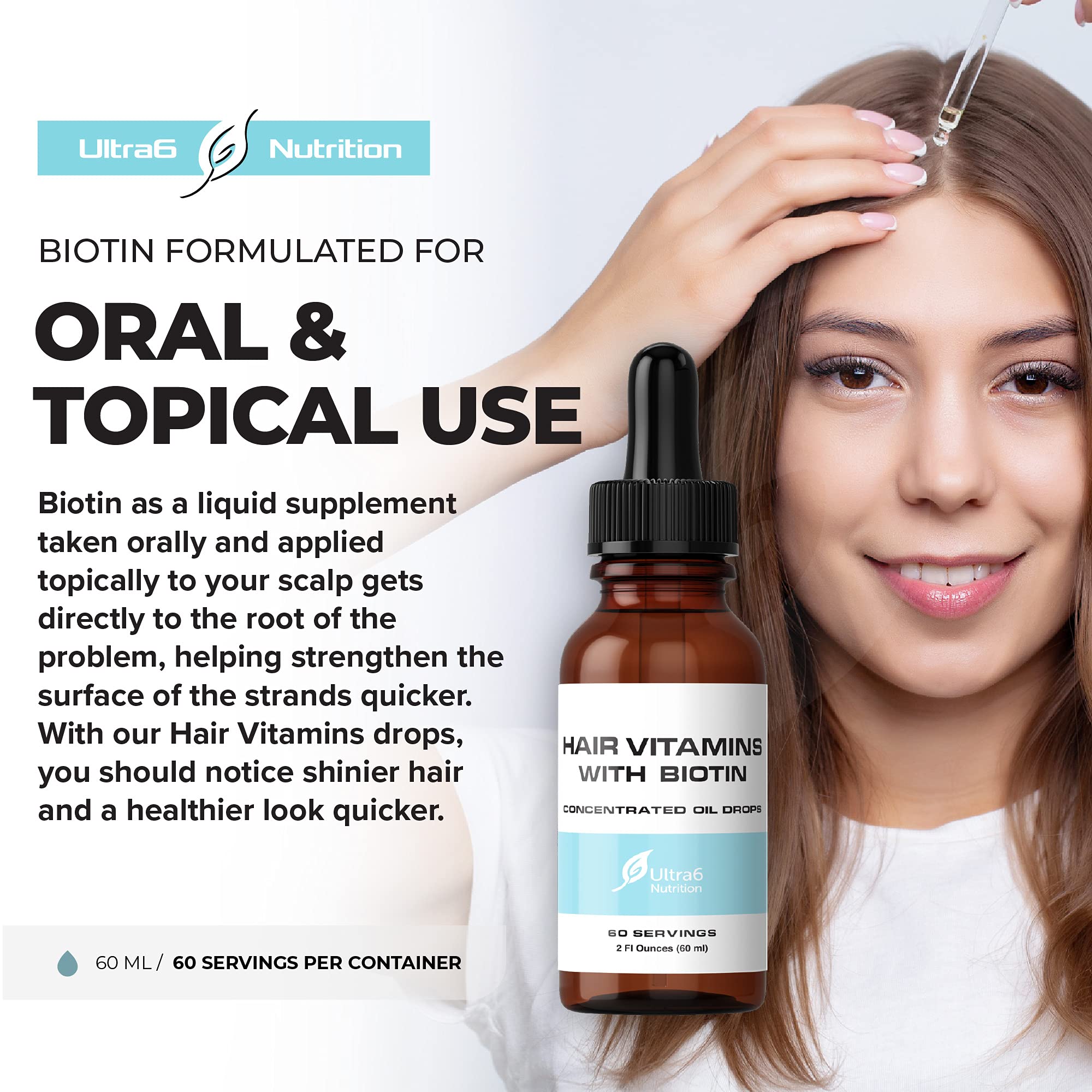Ultra6 Nutrition Biotin Oil Drops packaging side view