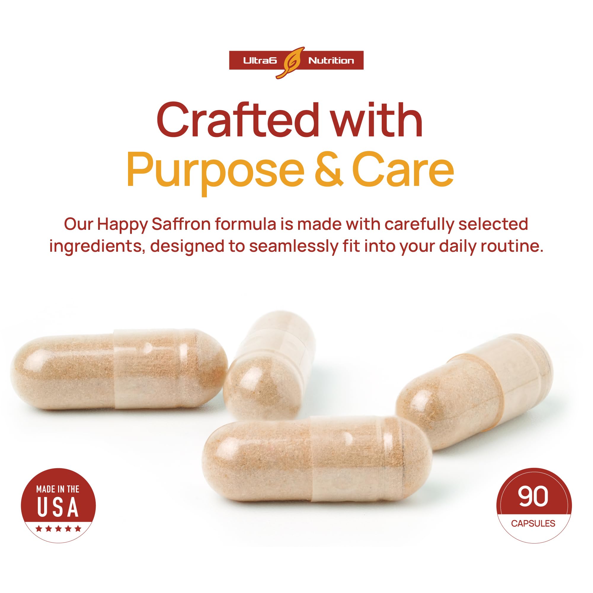 Ultra6 Nutrition Saffron Extract Capsules side view
