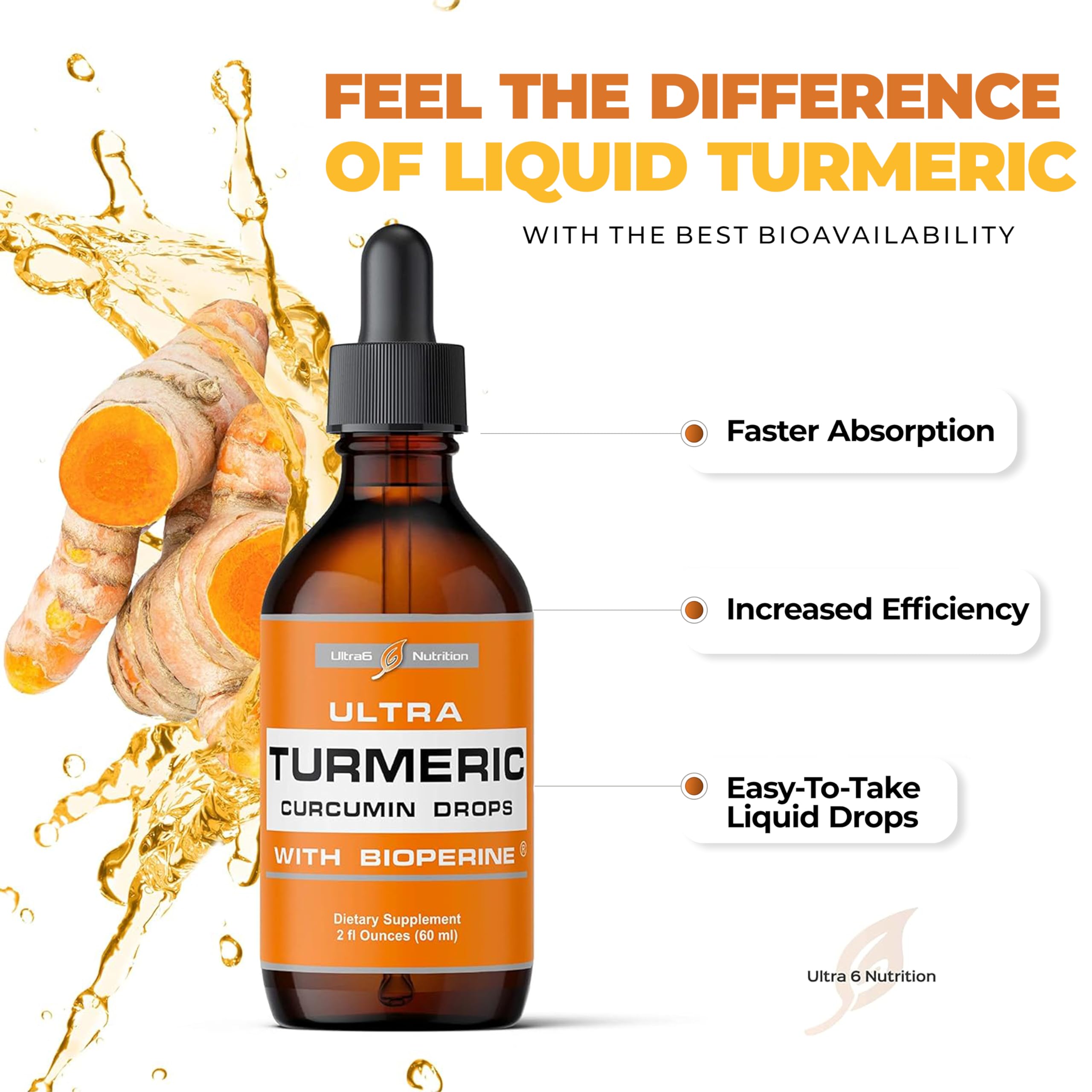 Ultra6 Nutrition Turmeric Liquid Extract ingredients list on packaging